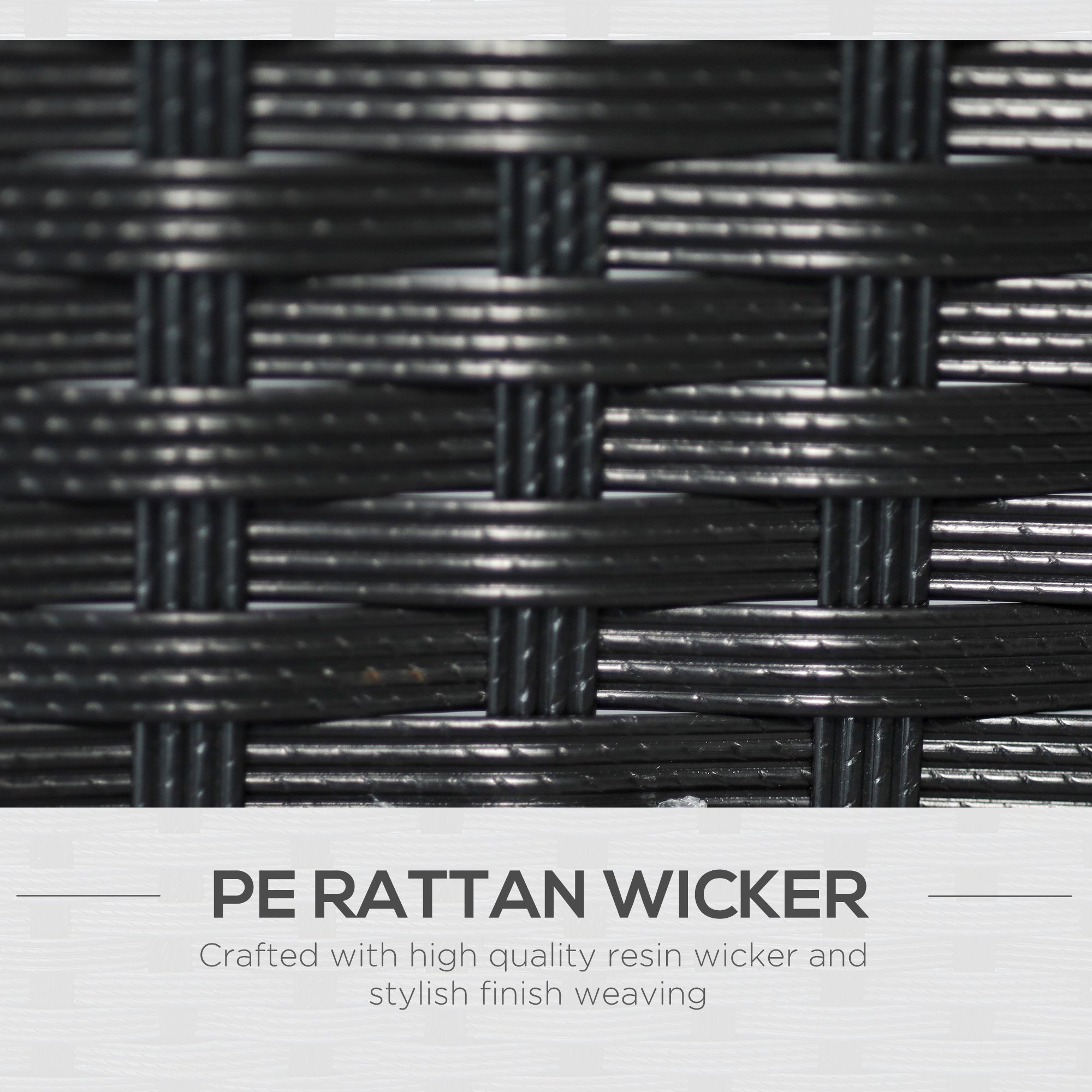 Outsunny Gartenbank Polyrattan 2-Sitzer UV-beständig Sitzbank mit Tisch Kissen Rückenlehne Gartenmöbel Parkbank bis 240kg belastbar Balkonbank für Garten Terrasse Balkon 133x63x84cm, Schwarz