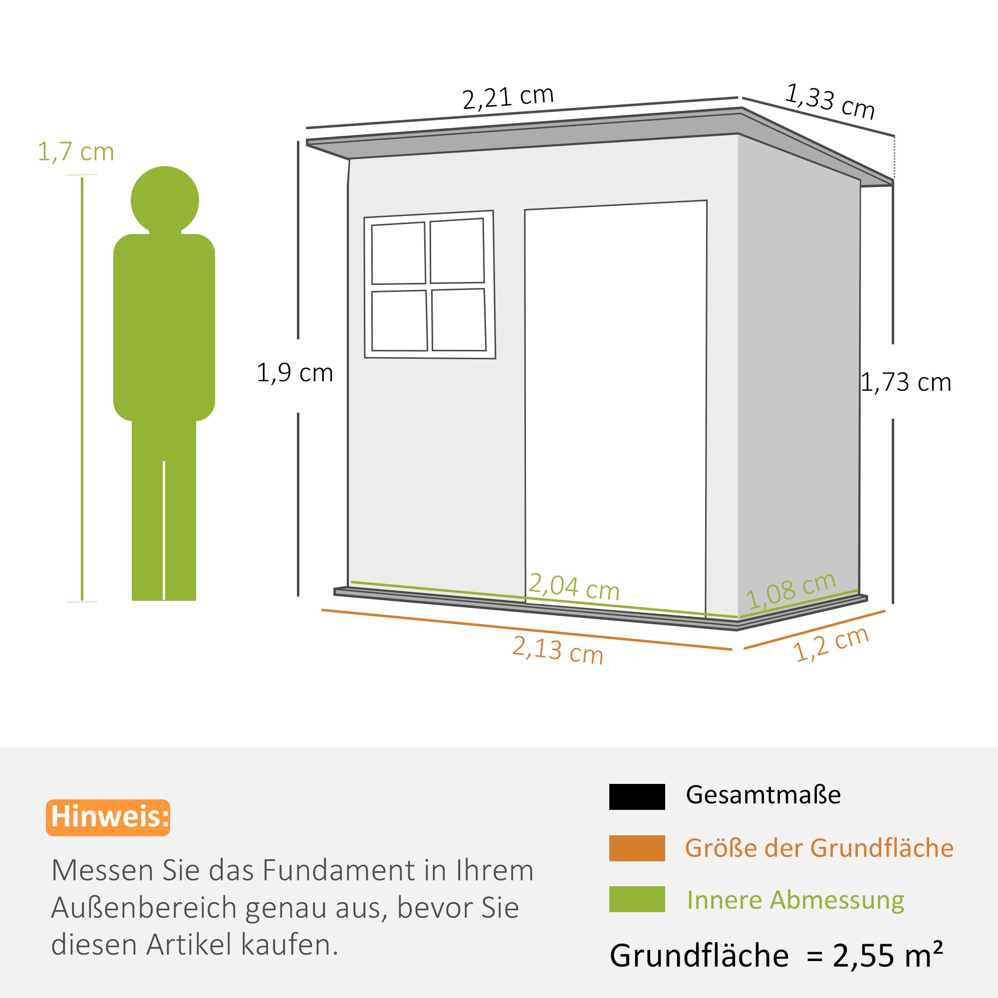 Outsunny Gartenschuppen, Gartenhaus mit Fenster, verschließbare Tür, für Garten, Terrasse, Stahl, 221L x 133B x 190H cm, Grau