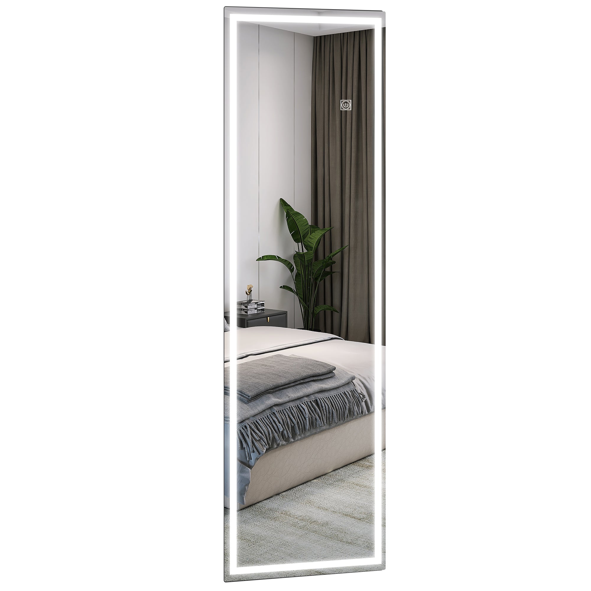 HOMCOM Ganzkörperspiegel mit LED, dimmbar, Touchsensor, Speicherfunktion, silber, 40x120 cm