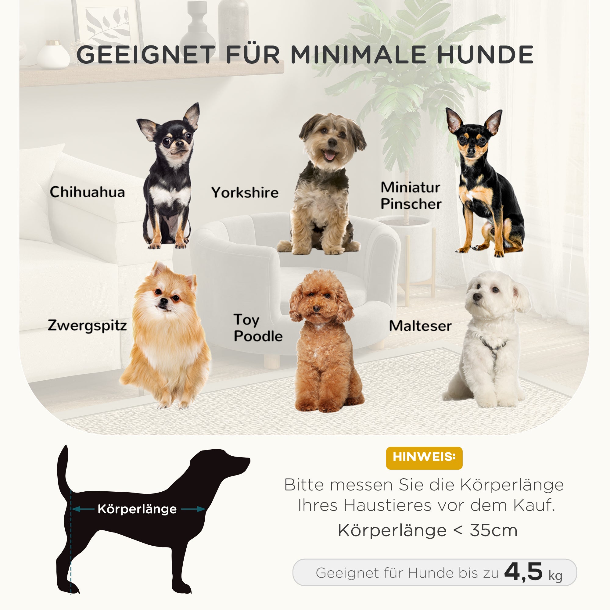 PawHut Haustierbett für Hunde und Katzen, Holzbeine, erhöht, Flanellbezug, abnehmbares Kissen, Grau