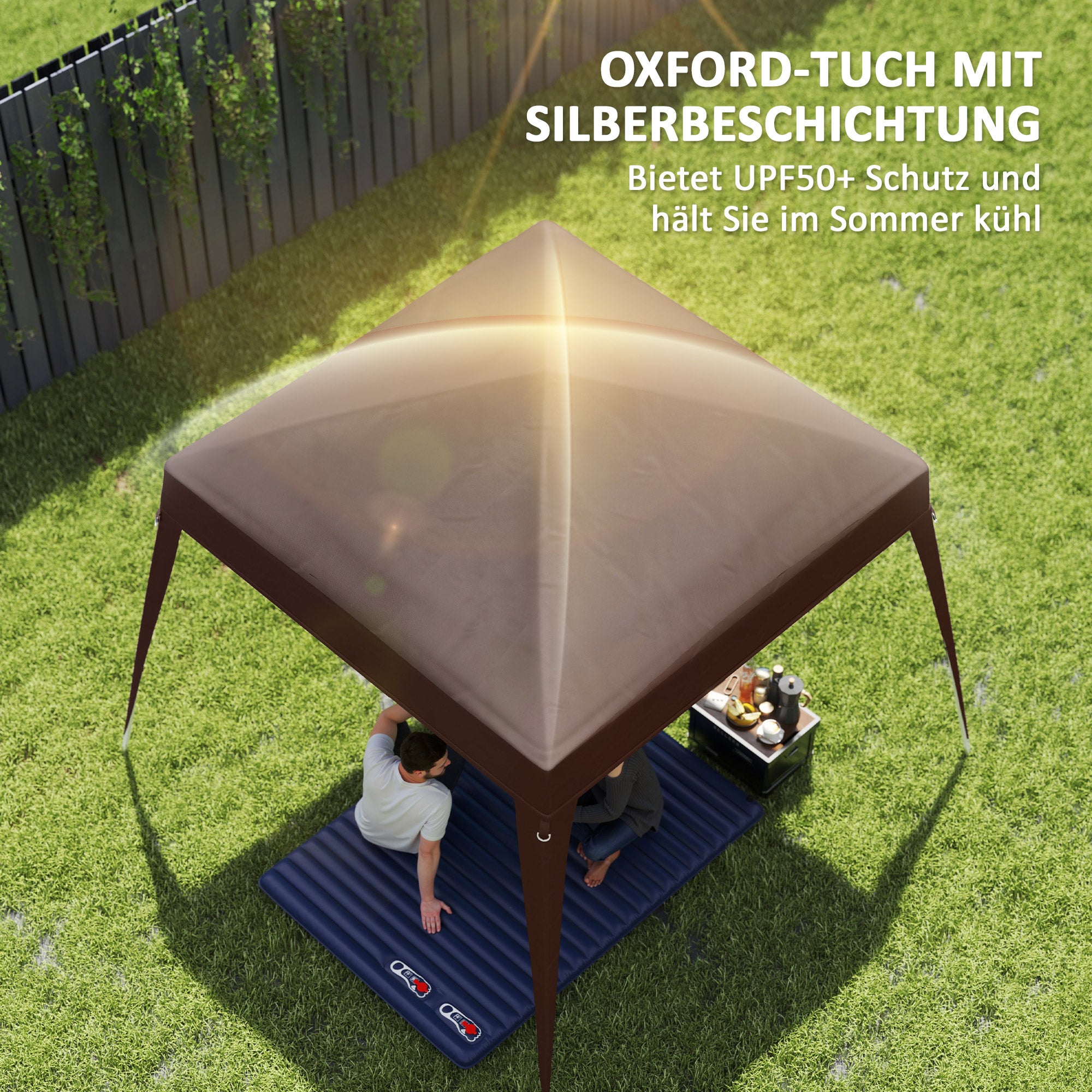 Outsunny Pavillon-Ersatzdach, Ersatzplane für 3 x 3 m Gartenpavillon, Gartenzeltdach-Ersatz, UPF50+, Oxford-Stoff, Kaffee