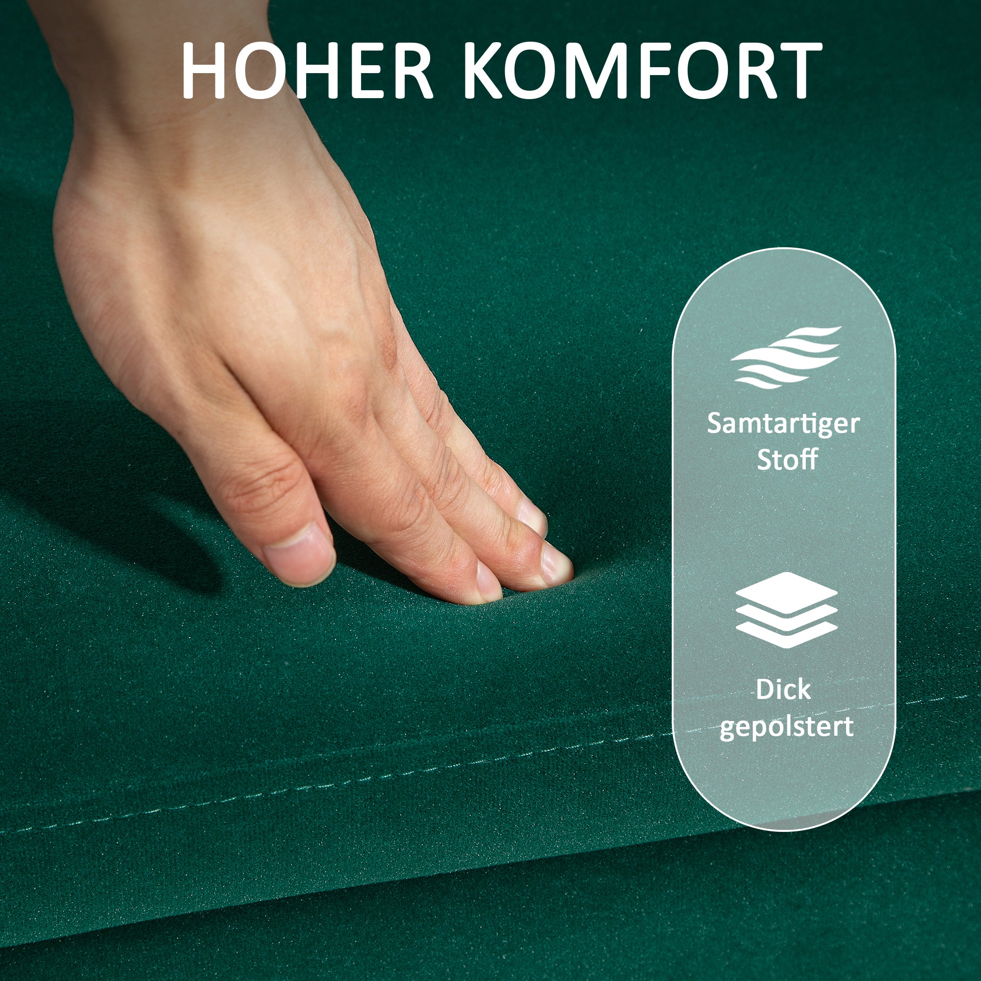 HOMCOM Sitzbank, Polsterbank mit Stauraum, Metall, Kautschukholz, Schaumstoff, 100 x 40 x 42 cm, Grün