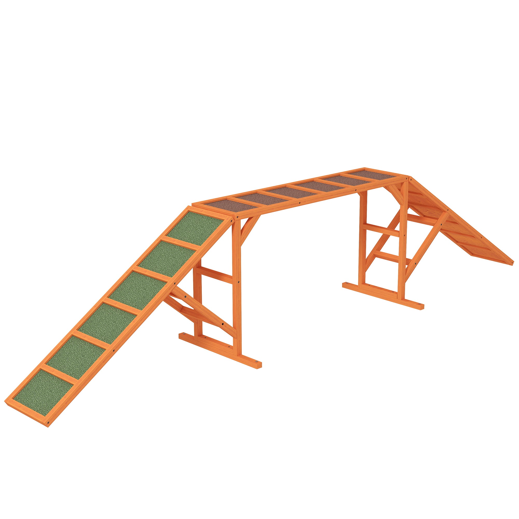 PawHut Agility Hunderampe, Parcours, rutschfest, wetterfest, Holz, 325 x 55 x 69 cm, Orange