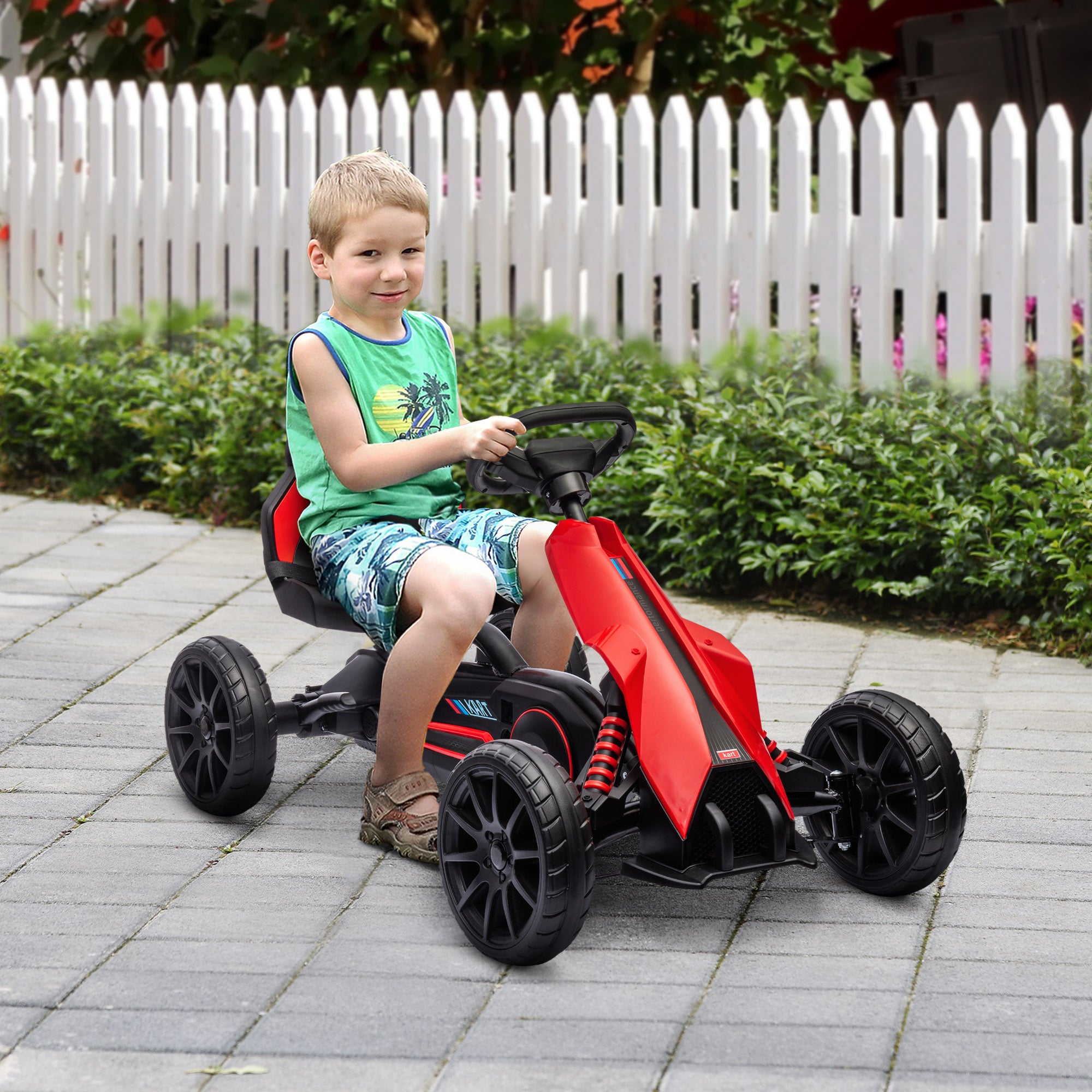 HOMCOM Go Kart Pedal Go Kart Rückwärts-uns Vorwärtsgang, für Kinder von 3 bis 8 Jahren, Rot