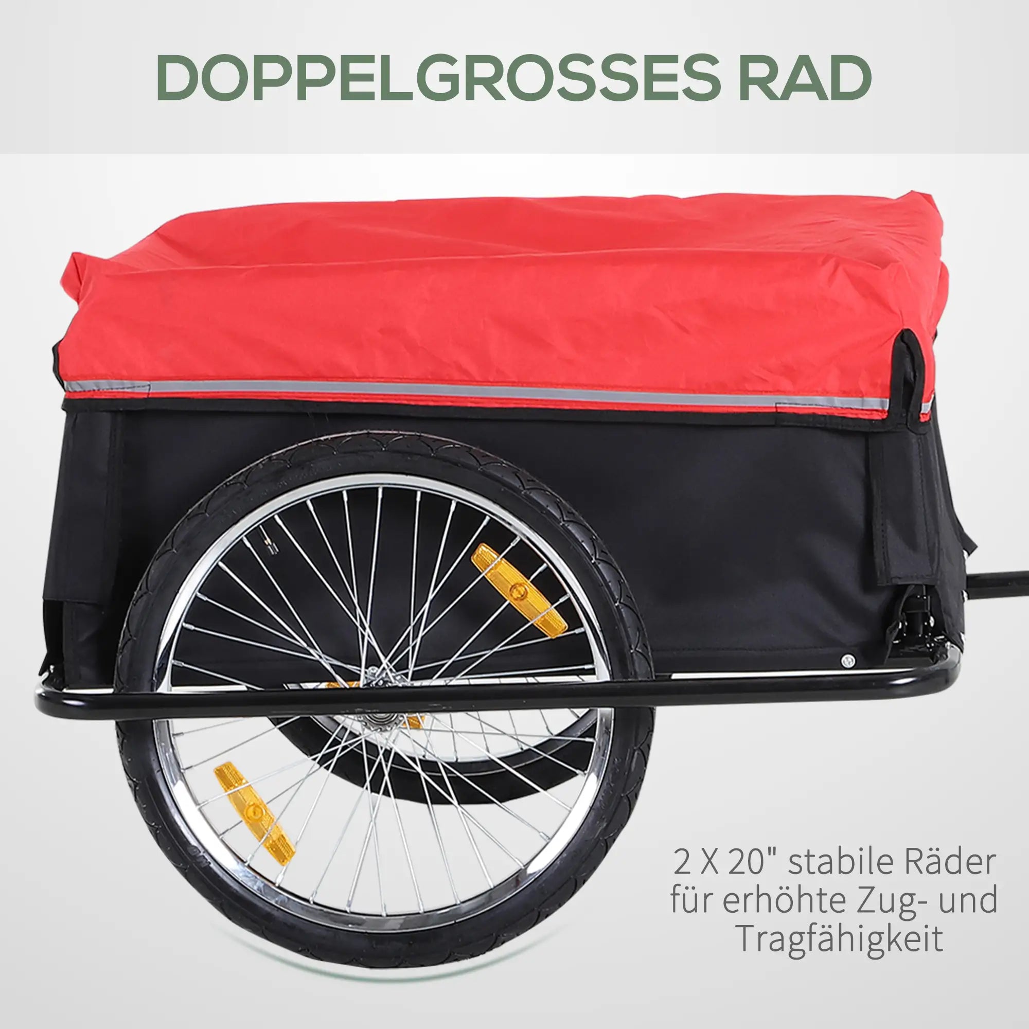 HOMCOM Fahrradanhänger Klappbar Lastenanhänger mit Kupplung,Transportwagen bis 40 kg belastbar, Transportanhänger Anhänger für Fahrrad Handwagen 140 x 88 x 60 cm