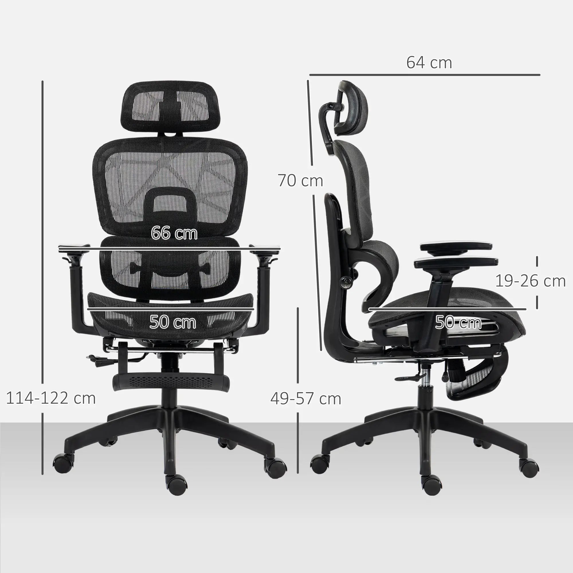 HOMCOM Bürostuhl ergonomisch verstellbar mit Liegefunktion