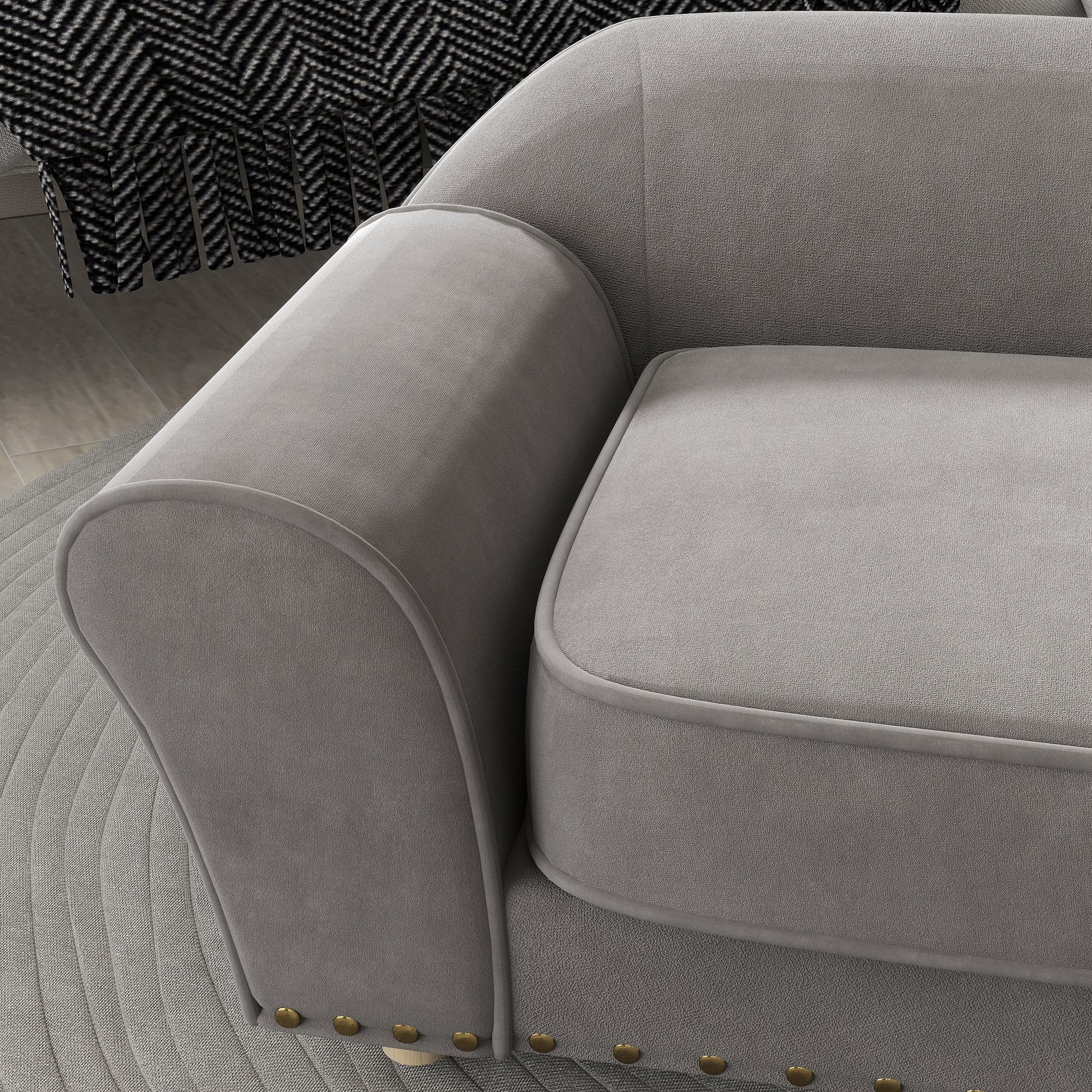PawHut Hundesofa, Hundebett mit Nieten, dickes Kissen, abnehmbarer Bezug, rutschfeste Füße, 86,5x52,5x33 cm, Grau