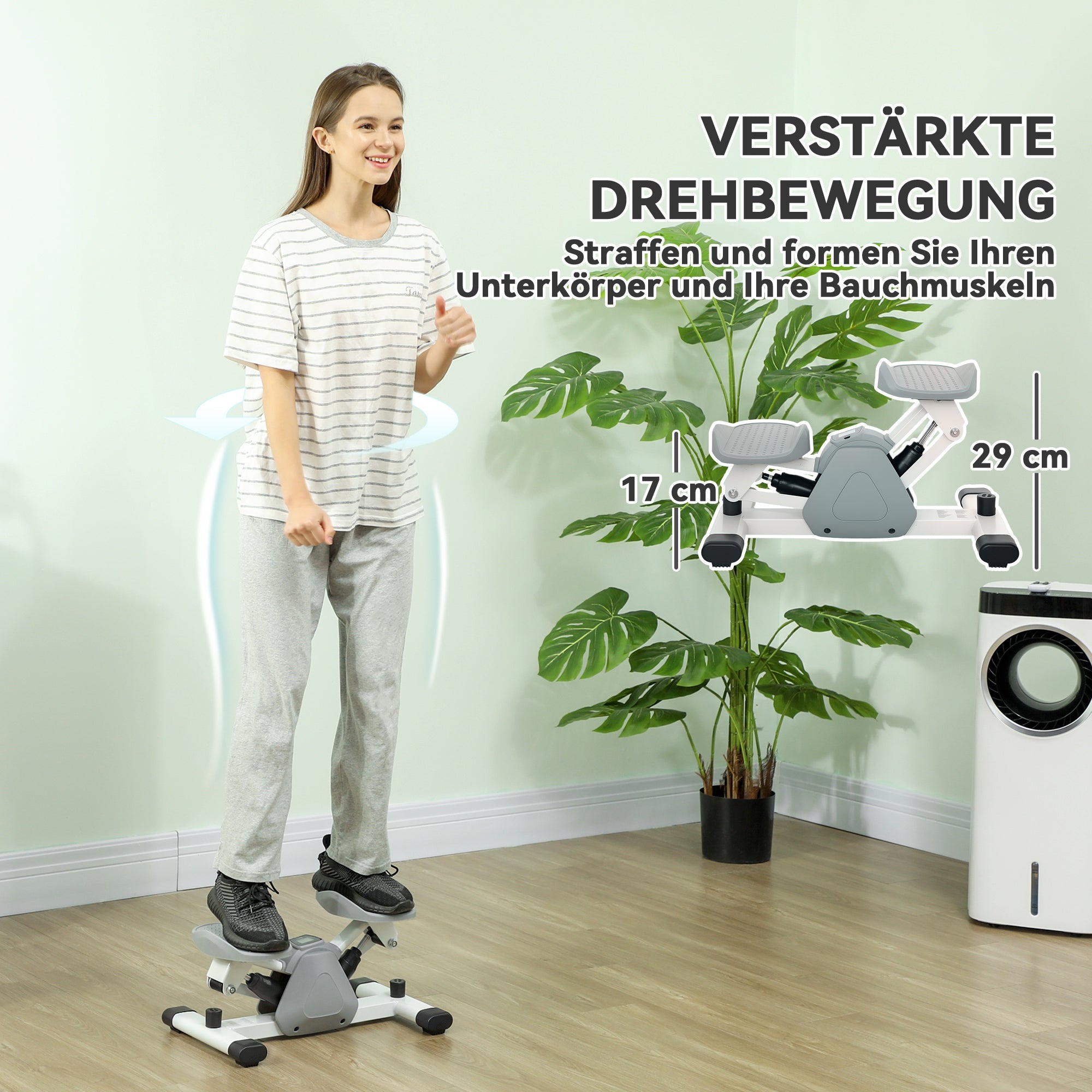 SPORTNOW Mini-Stepper, Step-Maschine für Workouts und Fitness-Übungen, mit LCD-Monitor und rutschfesten Pedalen, Grau