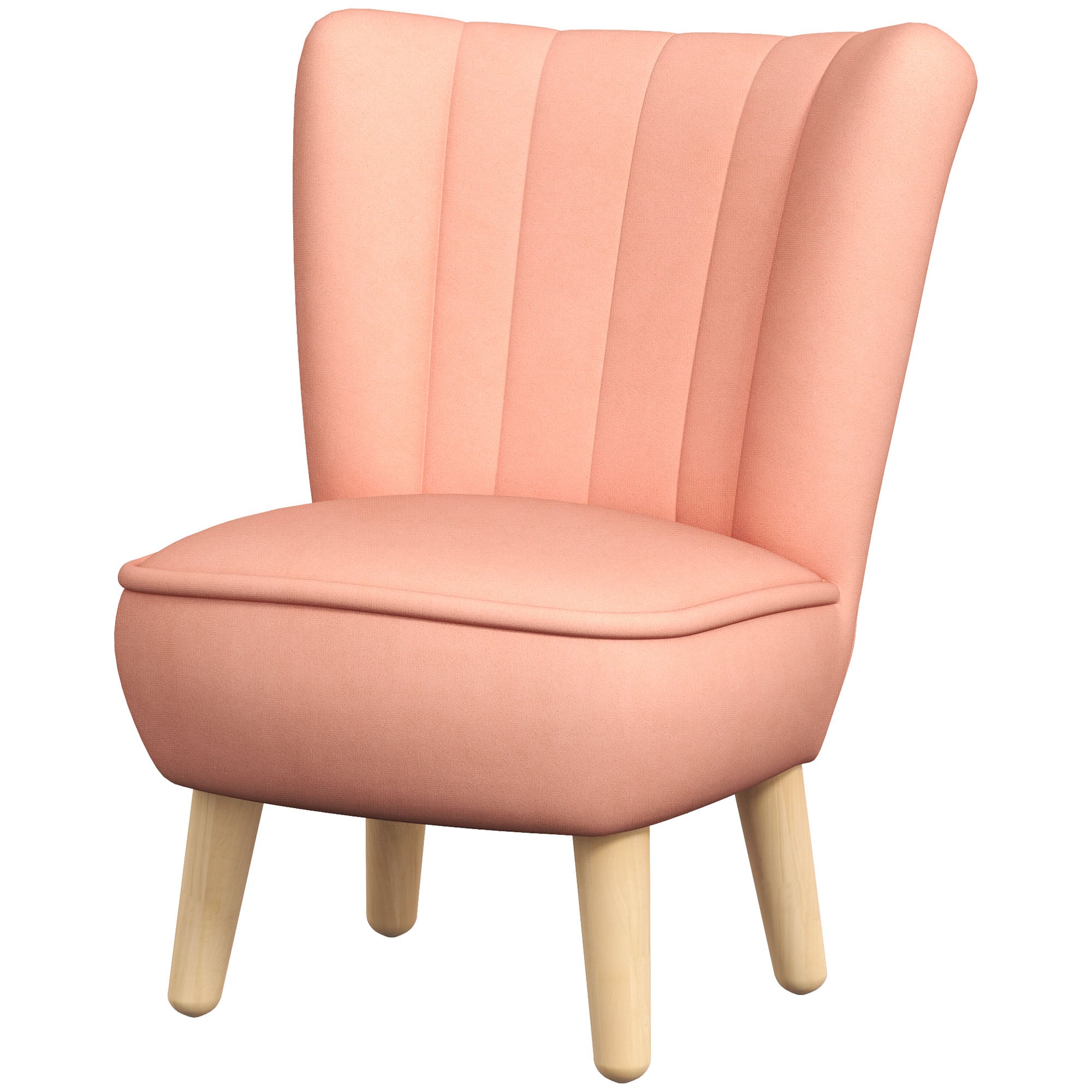 AIYAPLAY Kindersessel, Samtoptik, für 3-7 Jahre, bis 45 kg, Holzgestell, 44x45x56,5cm, Pink