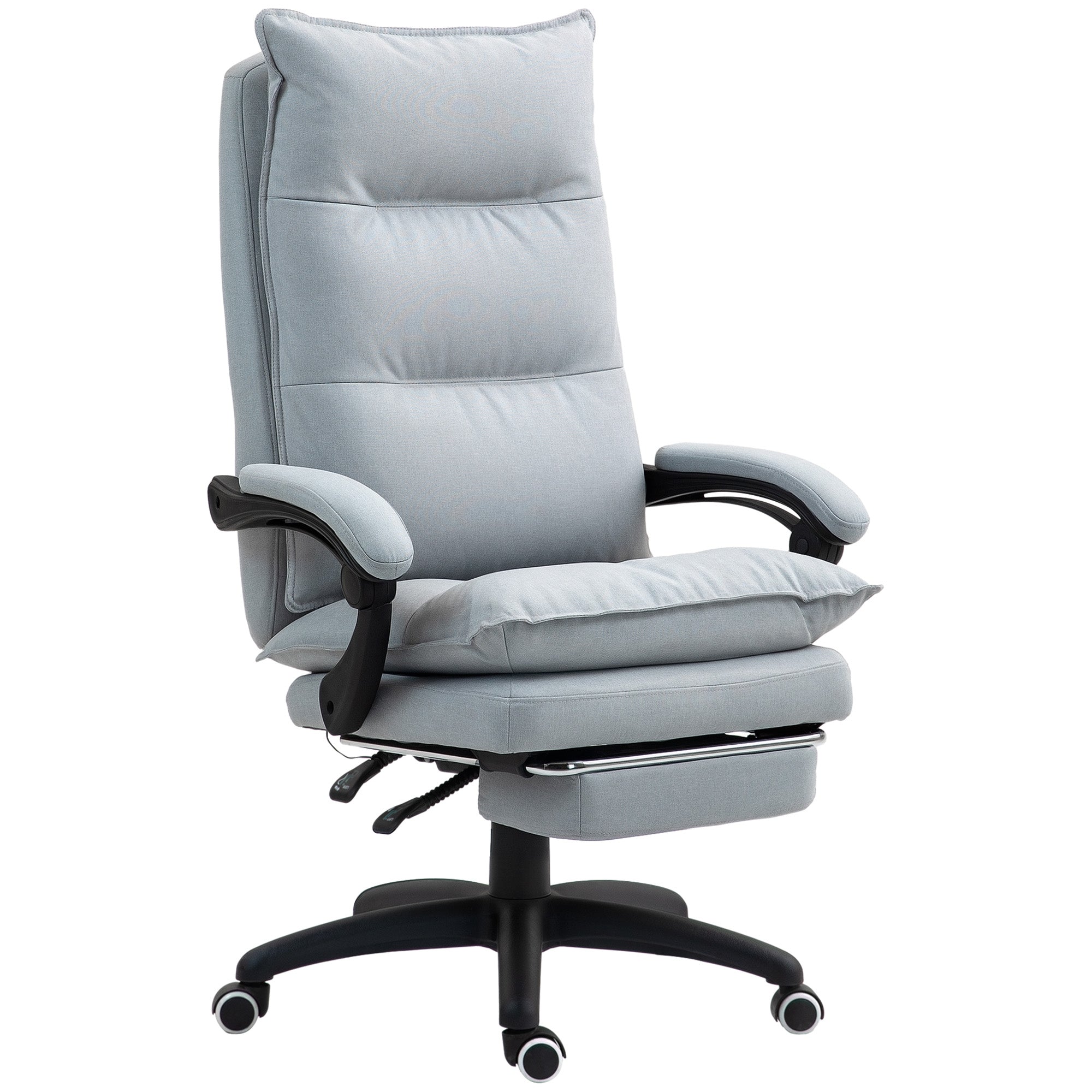 Vinsetto Massage-Bürostuhl, Schreibtischsessel mit Massagefunktion, höhenverstellbarer, ergonomischer Drehstuhl, Nylon, Hellgrau