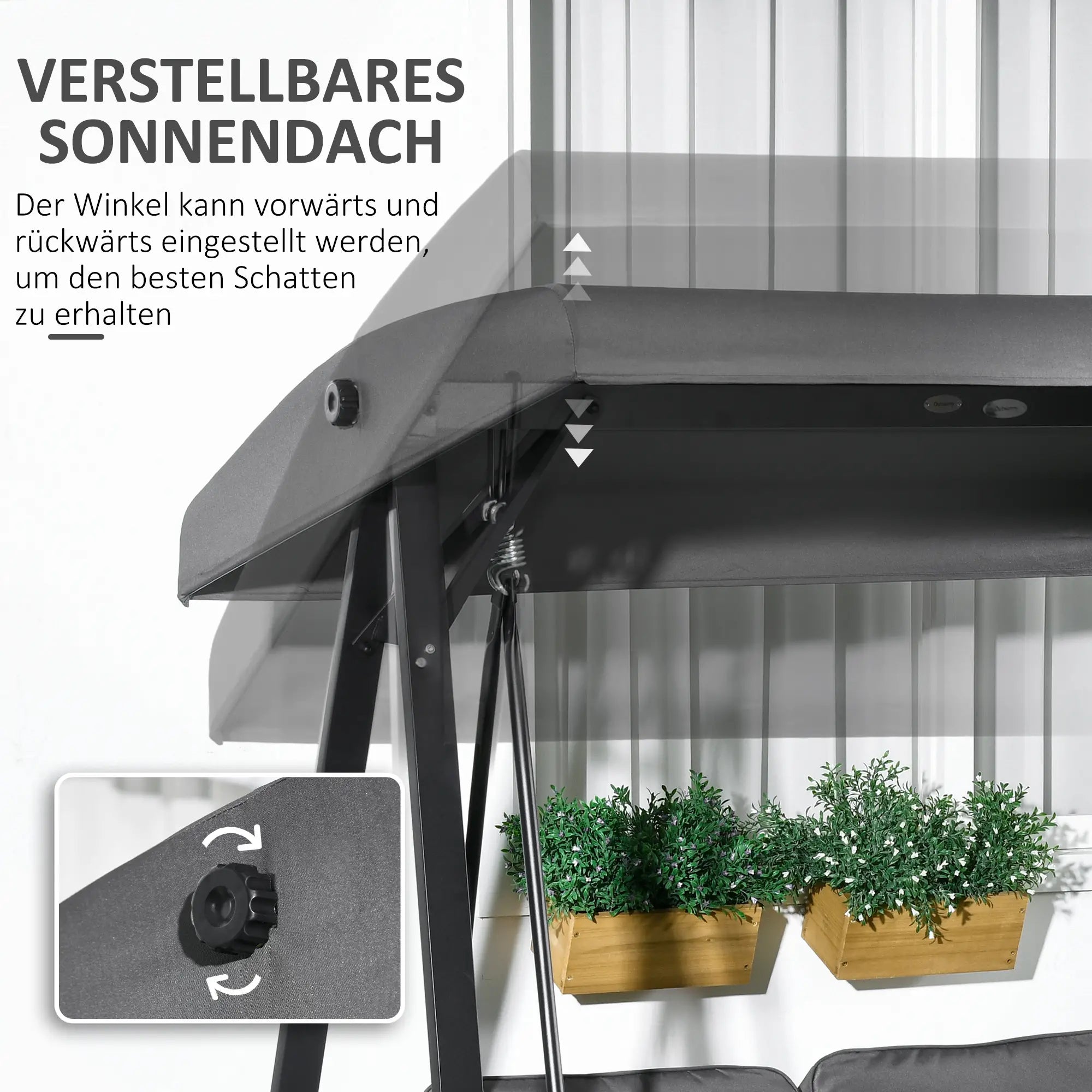 Outsunny 2-Sitzer Hollywoodschaukel Dunkelgrau