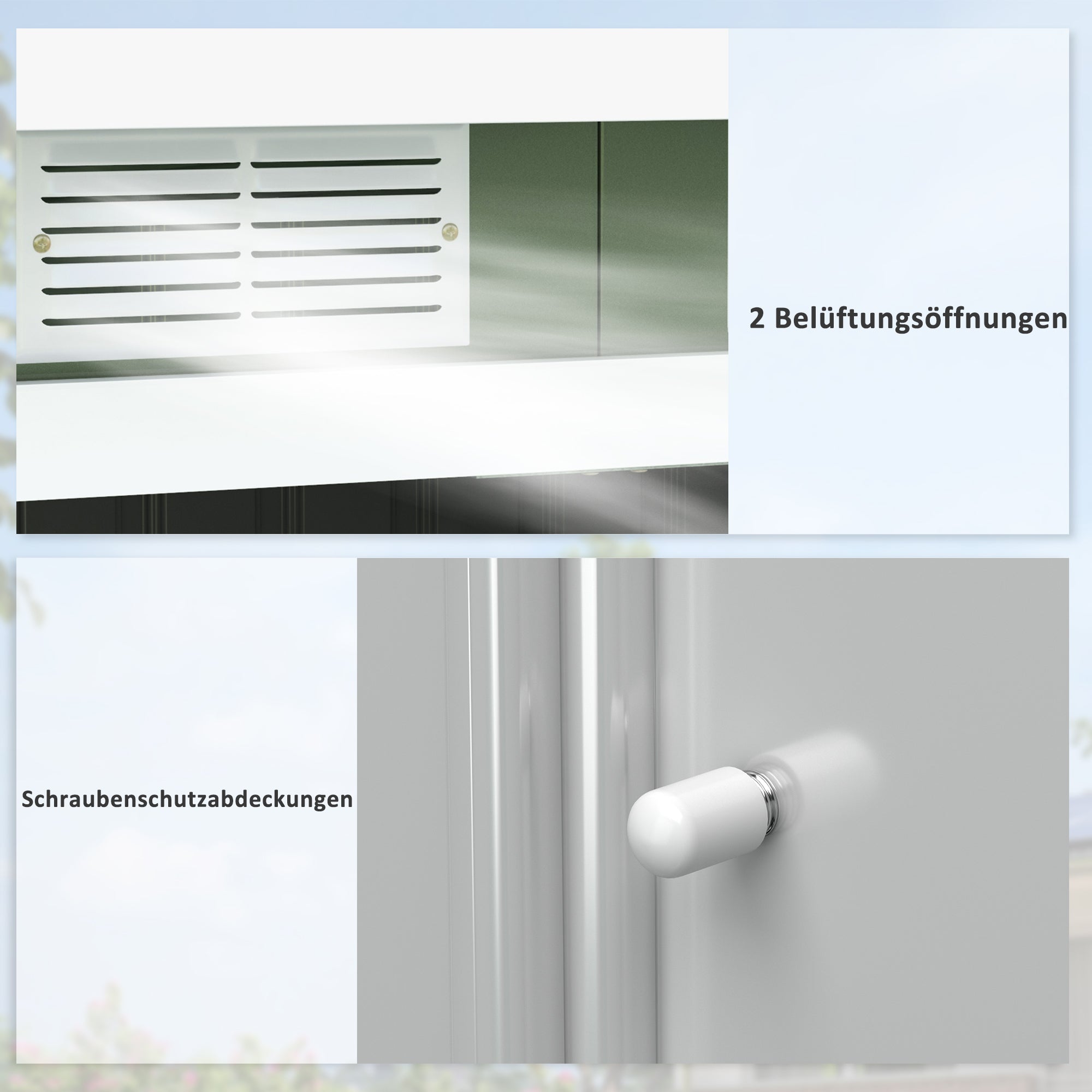 Outsunny Metall Gerätehaus 6,3m³ 280x130x172cm Geräteschuppen mit Pultdach Schiebetür wetterfest Gartenhaus Outdoor Garten Schuppen Schrank für Hinterhof Außenbereich Anthrazit, Hellgrün