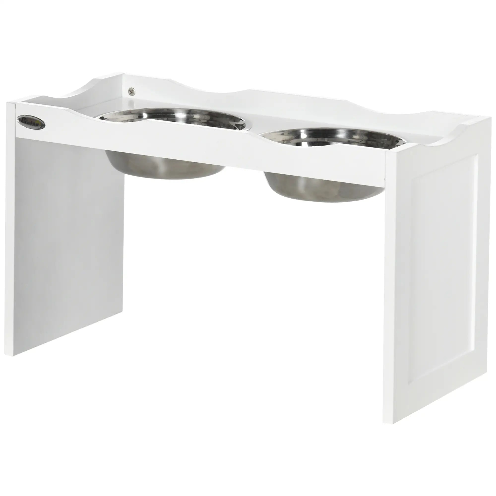 PawHut Futterstation, Napfständer, 2 Fressnäpfe je 2 Liter, Edelstahl, für große Hunde, weiß, 63 x 30 x 24cm