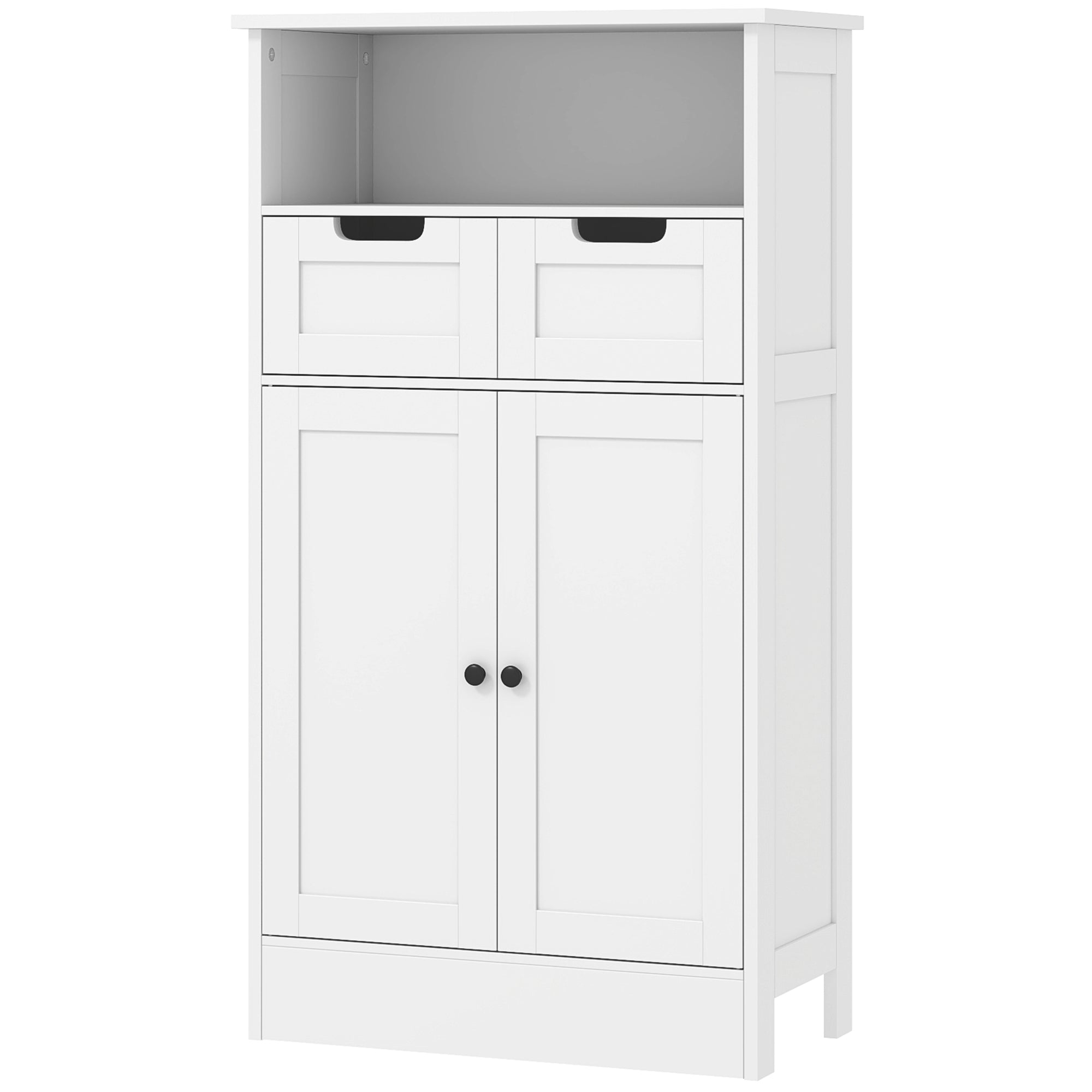 kleankin Badezimmerschrank mit 2 Schubladen, Tür, 60 x 30 x 109 cm, Weiß