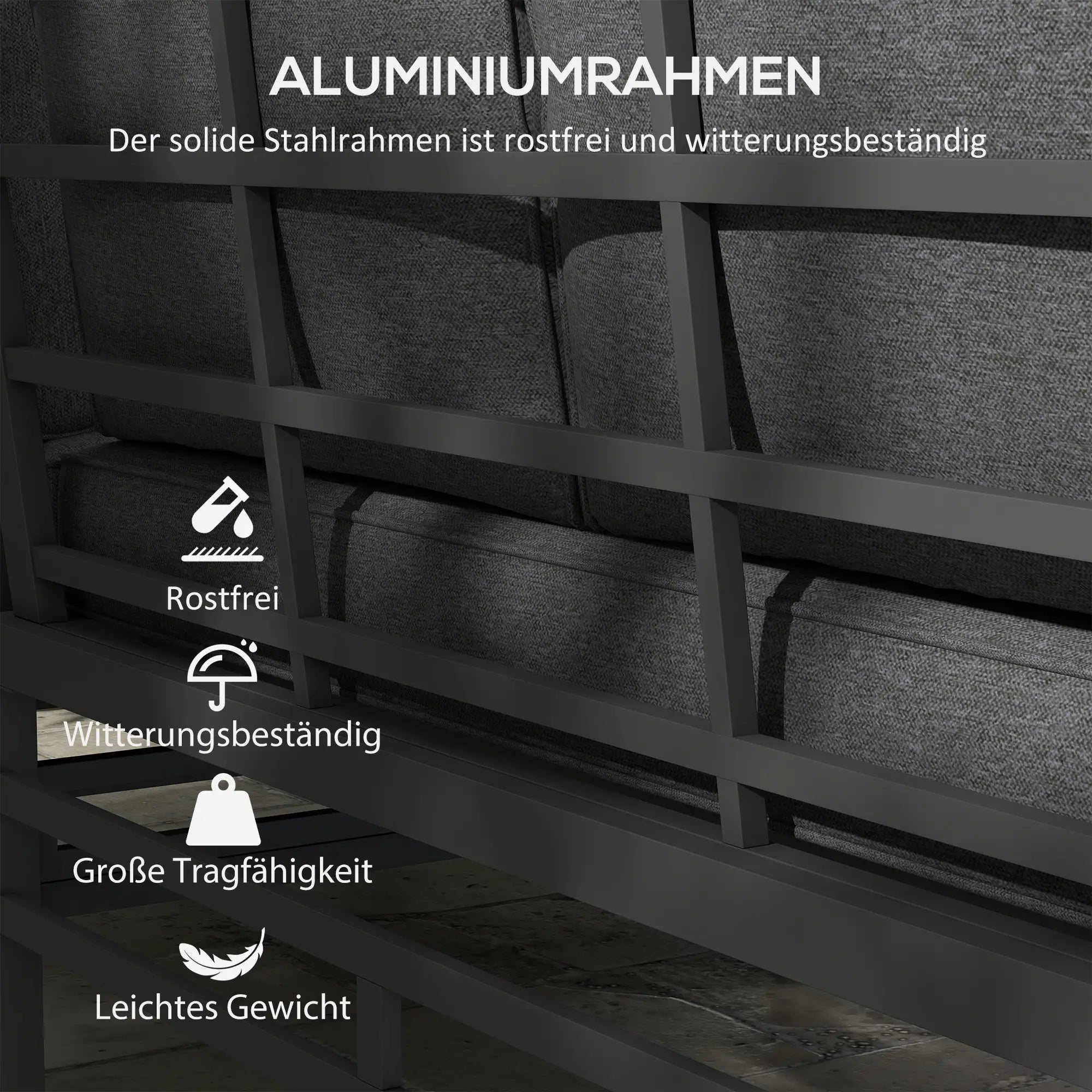 5-tlg. Gartenlounge-Set mit Sofa & Tisch, Grau