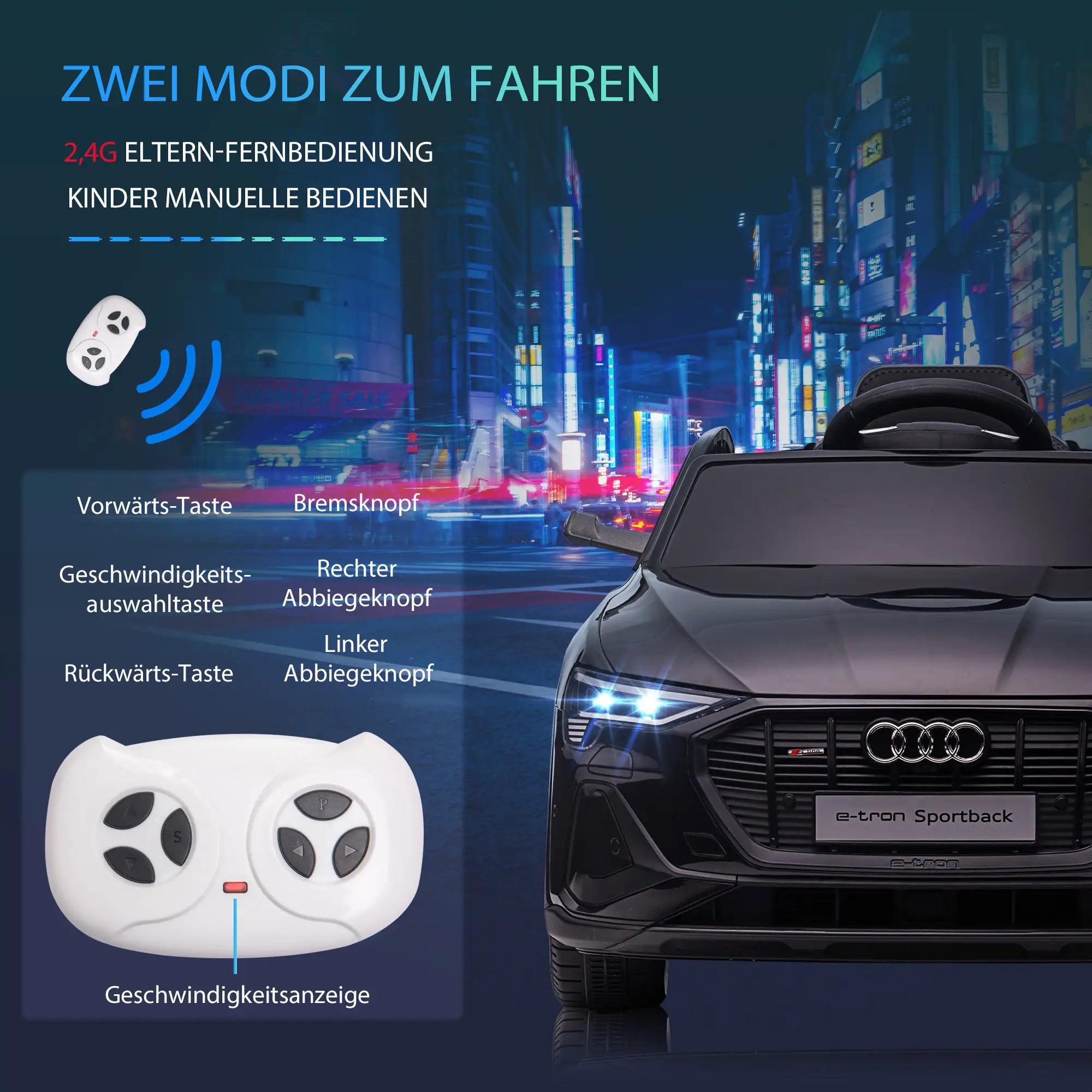 HOMCOM Audi E-tron Kinder-Elektroauto 12V mit Fernbedienung