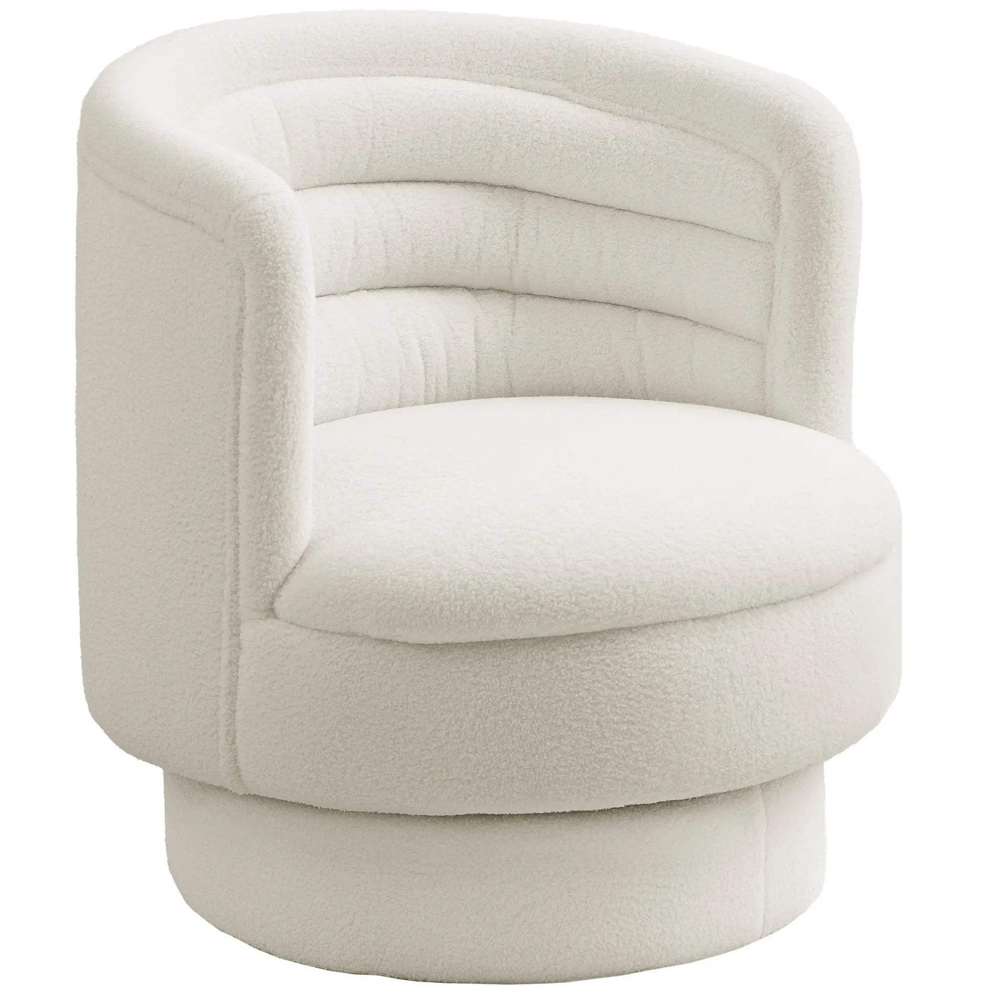 HOMCOM Drehbarer Polstersessel, Moderner Lounge-Sessel mit Kautschukholzrahmen, für Wohnzimmer, Schlafzimmer, Cremeweiß