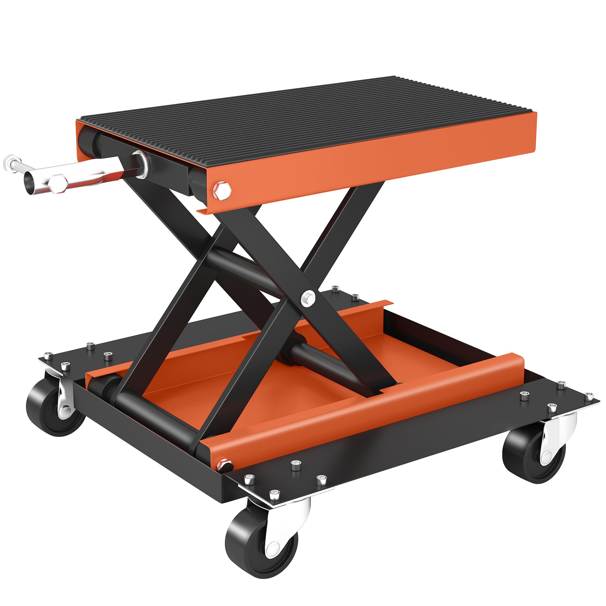 HOMCOM Motorradheber 500 kg Belastbar Motorradhebebühne 135-390 mm Höhenverstellbar Stahl Orange