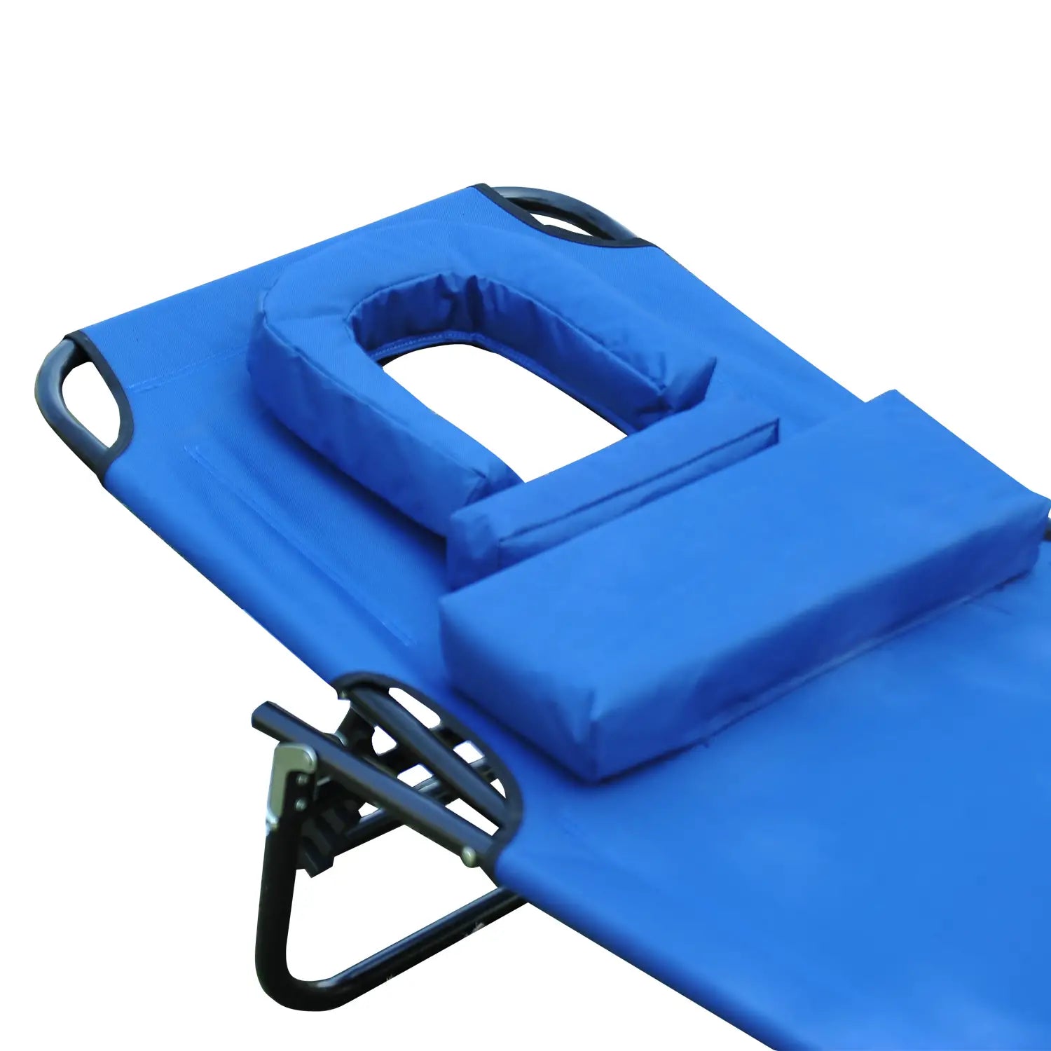 Outsunny Sonnenliege klappbar mit Leseloch Gartenliege Blau