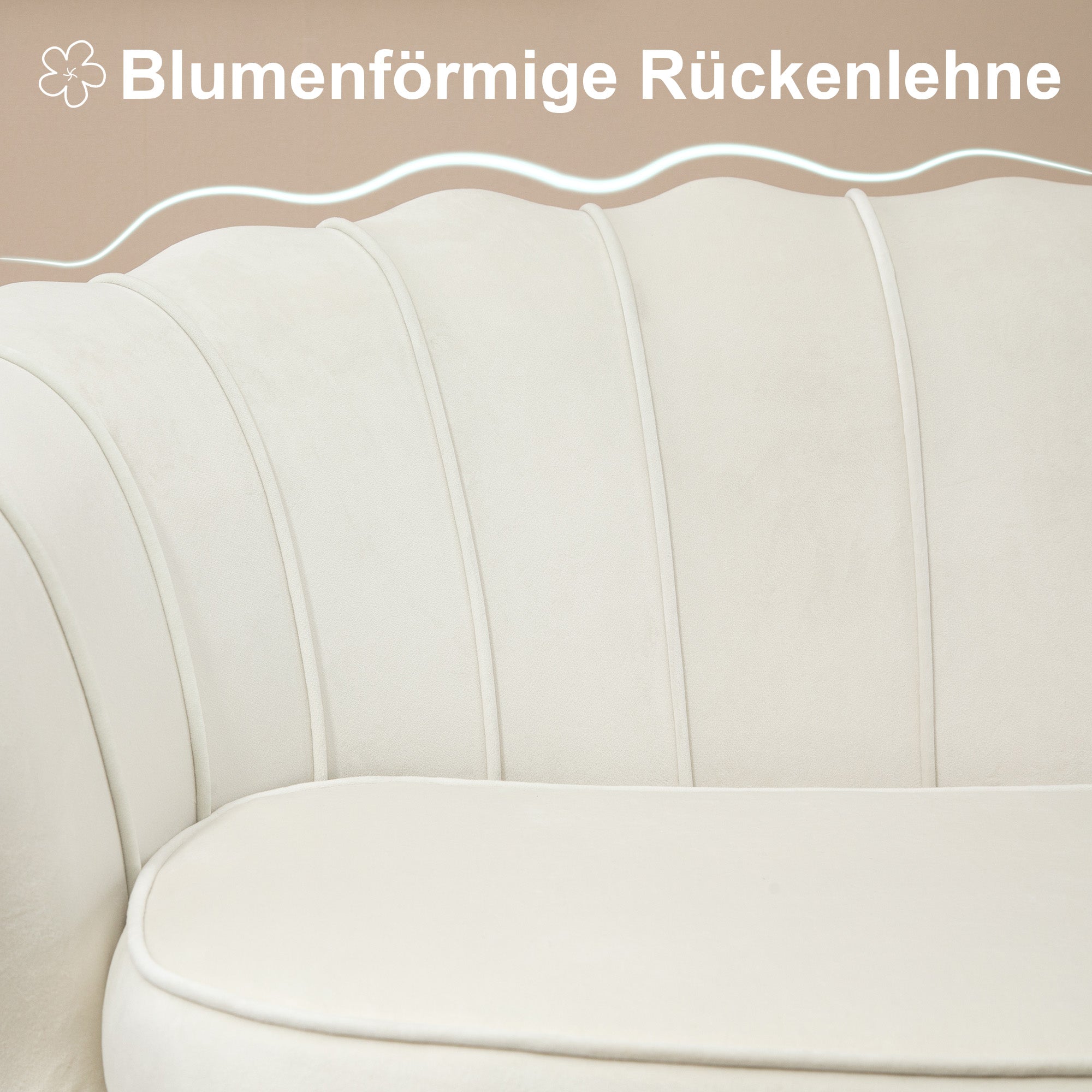 HOMCOM Vintage 2-Sitzer Sofa, Couch, Polstermöbel, Samtoptik, bis 150 kg, Creme/Gold