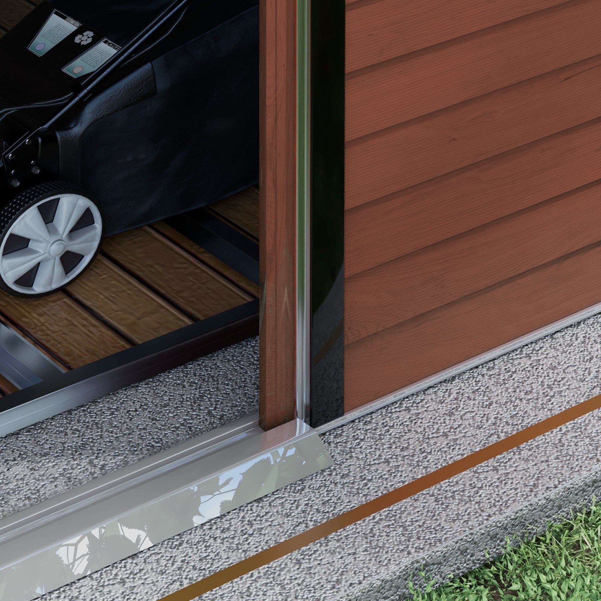 Outsunny Geräteschuppen aus Metall, wetterfest & rostfrei, abschließbar, 2,40 x 2,06 x 1,98 m, Teak