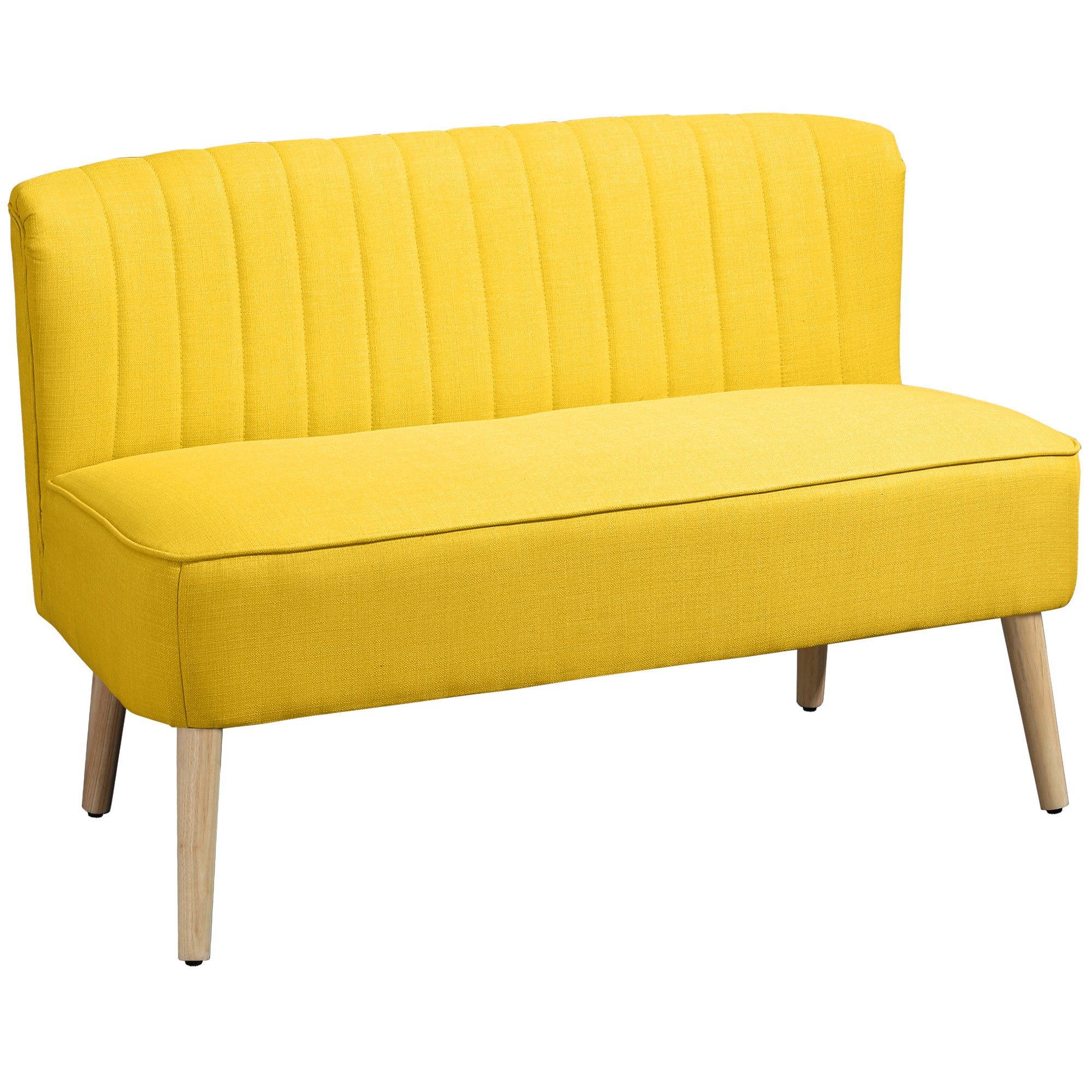 HOMCOM 2-Sitzer Sofa, weiche Polsterung, pflegeleichter Bezug, bis 150 kg, 117 x 56,5 x 77 cm, Gelb