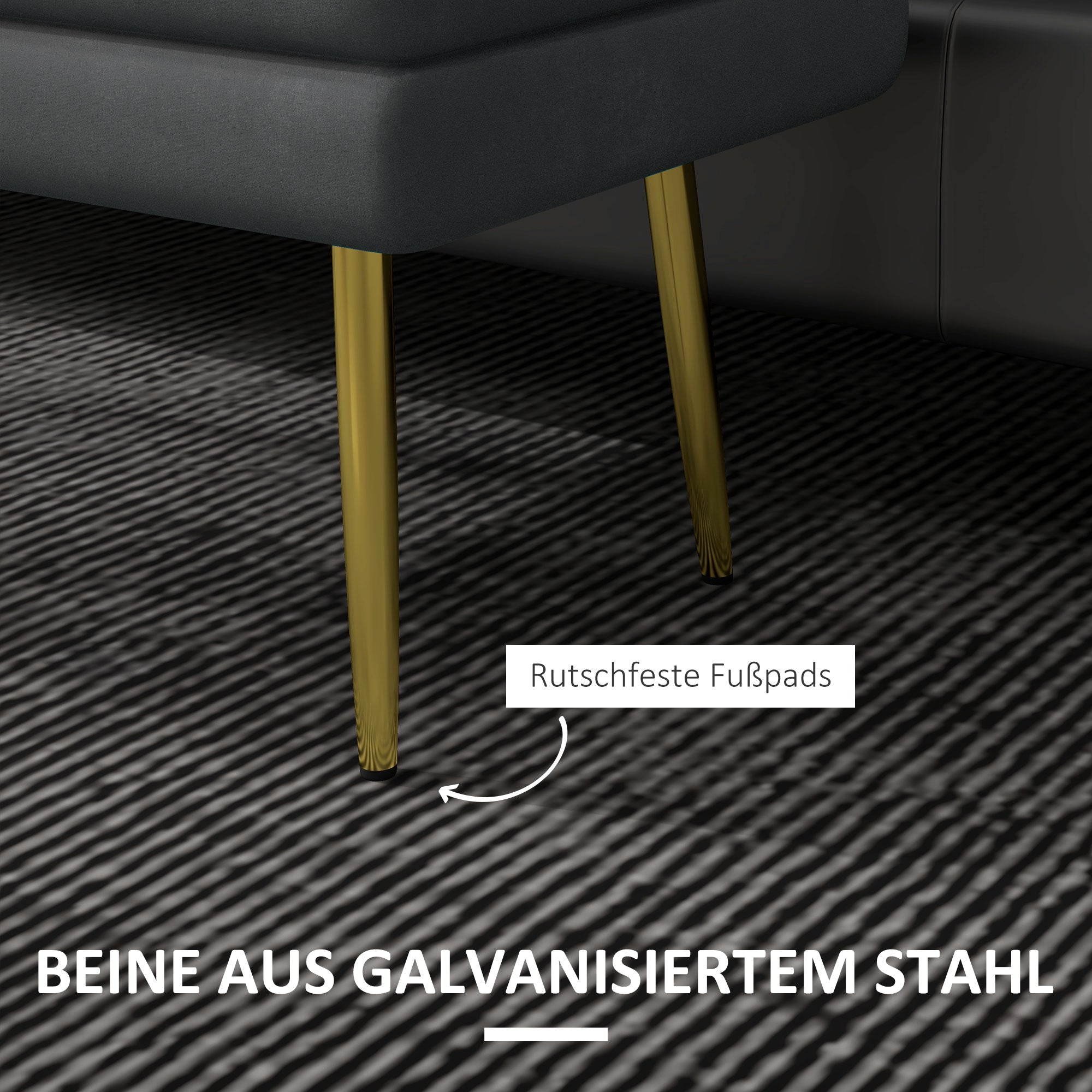 HOMCOM Sitzbank Polsterbank, mit Stauraum, Stahl, 79,5 cm x 37,5 cm x 43 cm, Dunkelgrau