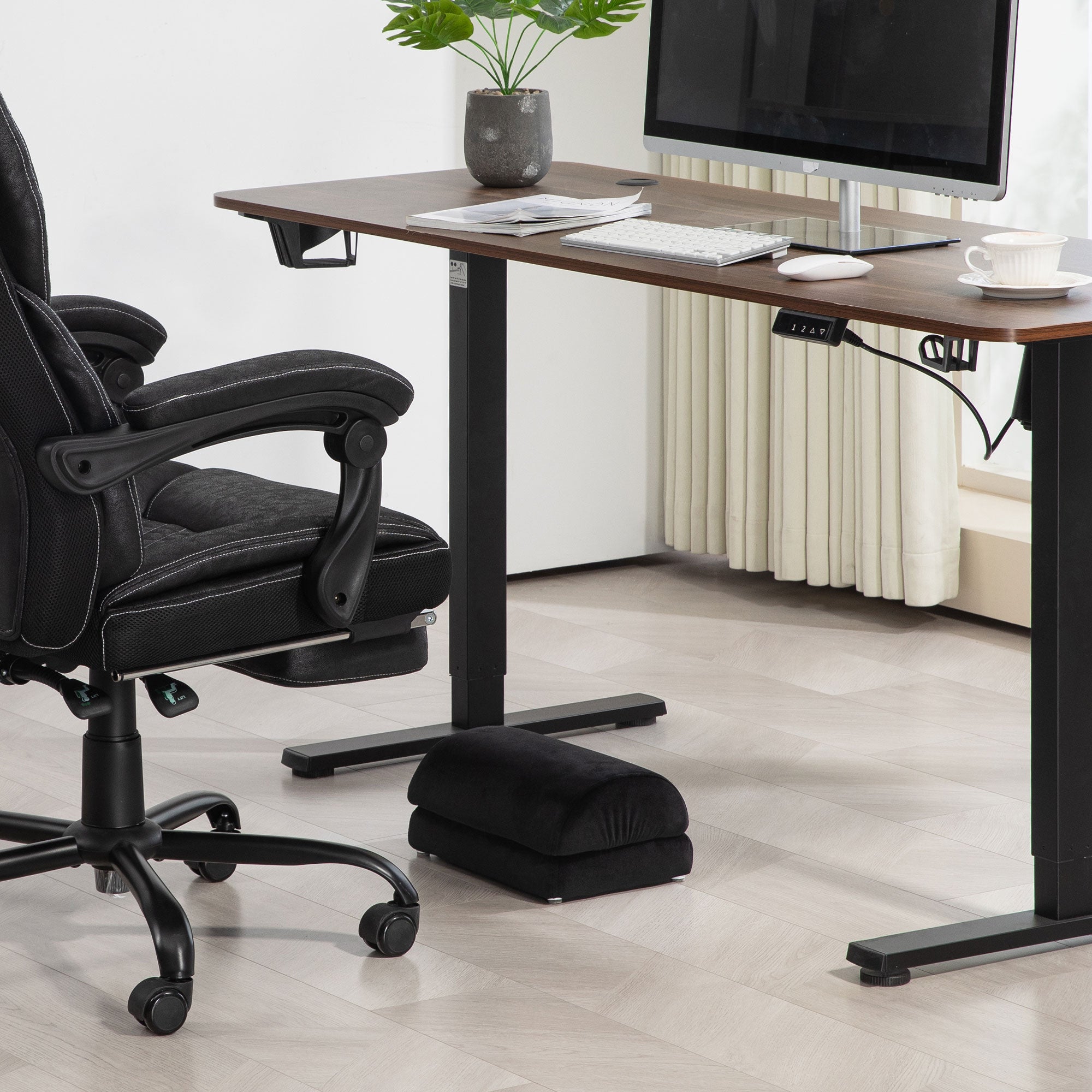 HOMCOM Multifunktionale Fußstütze, gewölbte Oberfläche, rutschfeste Pads, 32 x 22 x 15 cm, Schwarz