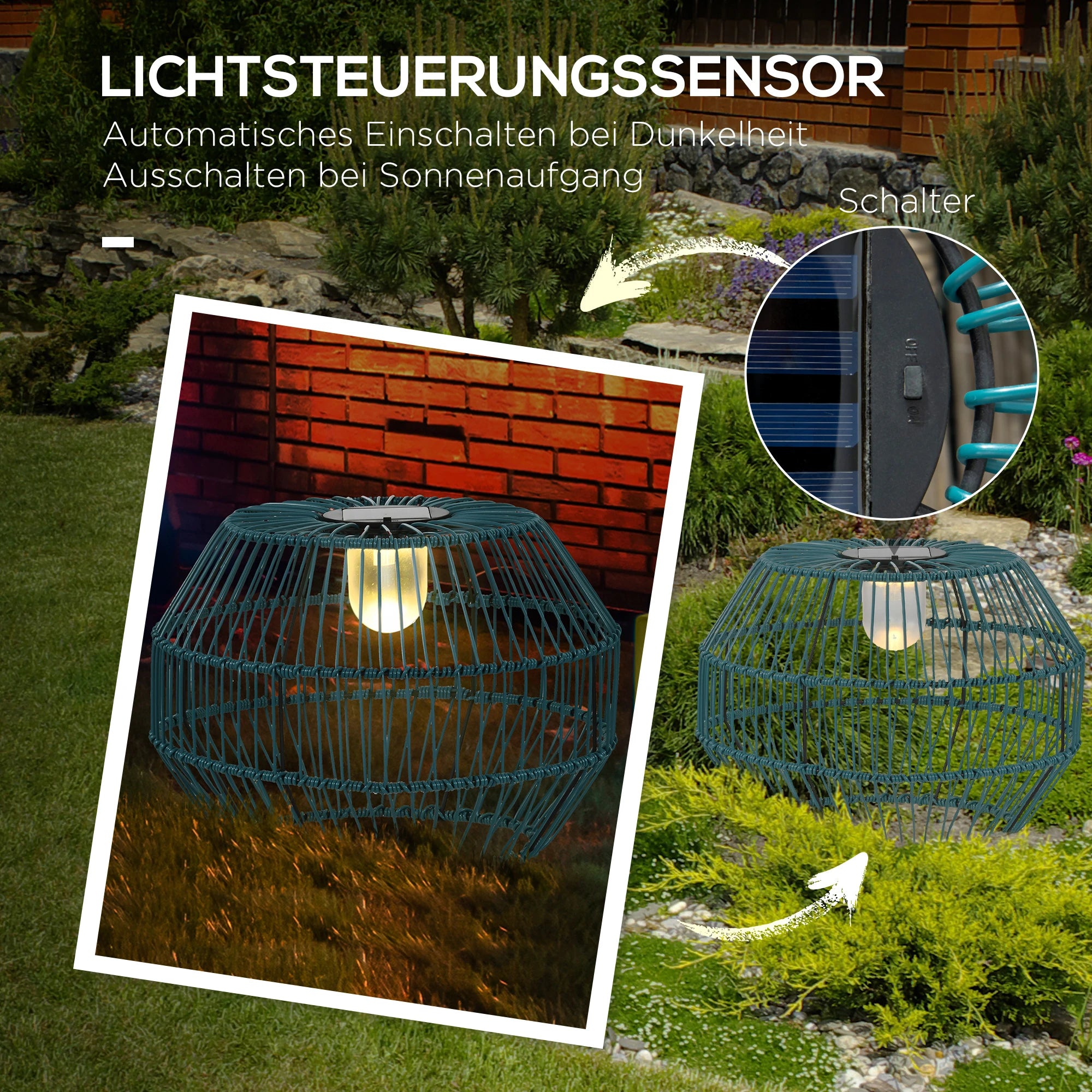 Outsunny Solar Außenleuchte Gartenbeleuchtung Gittergehäuse LED