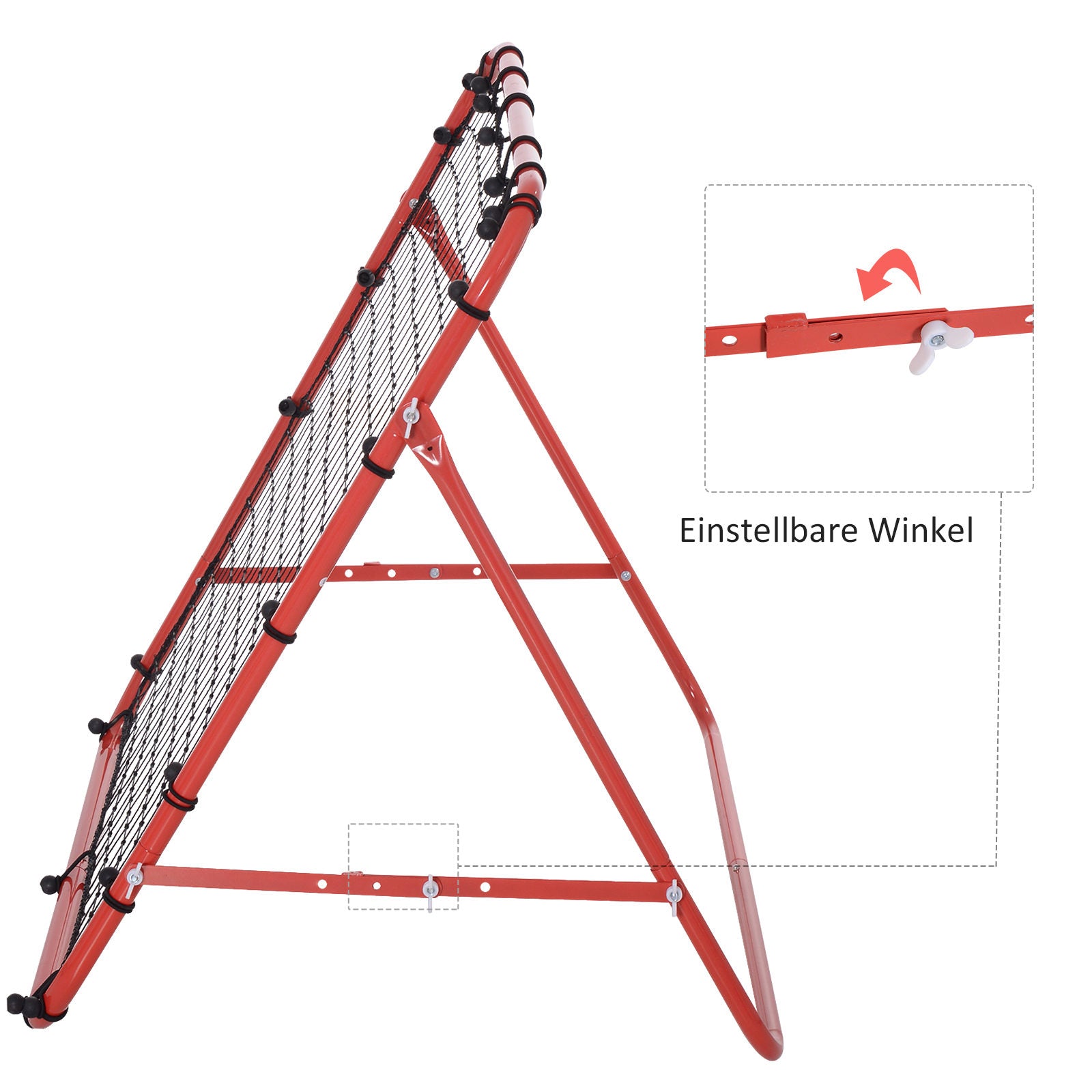 HOMCOM Rebounder für Fußball, Prellwand Rebound Netz, Metallrohr mit PE-Gewebe, Kickback Rückprallwand für Baseball Basketball, Fußballtor für Jugendliche Training 96x80x96cm, Rot