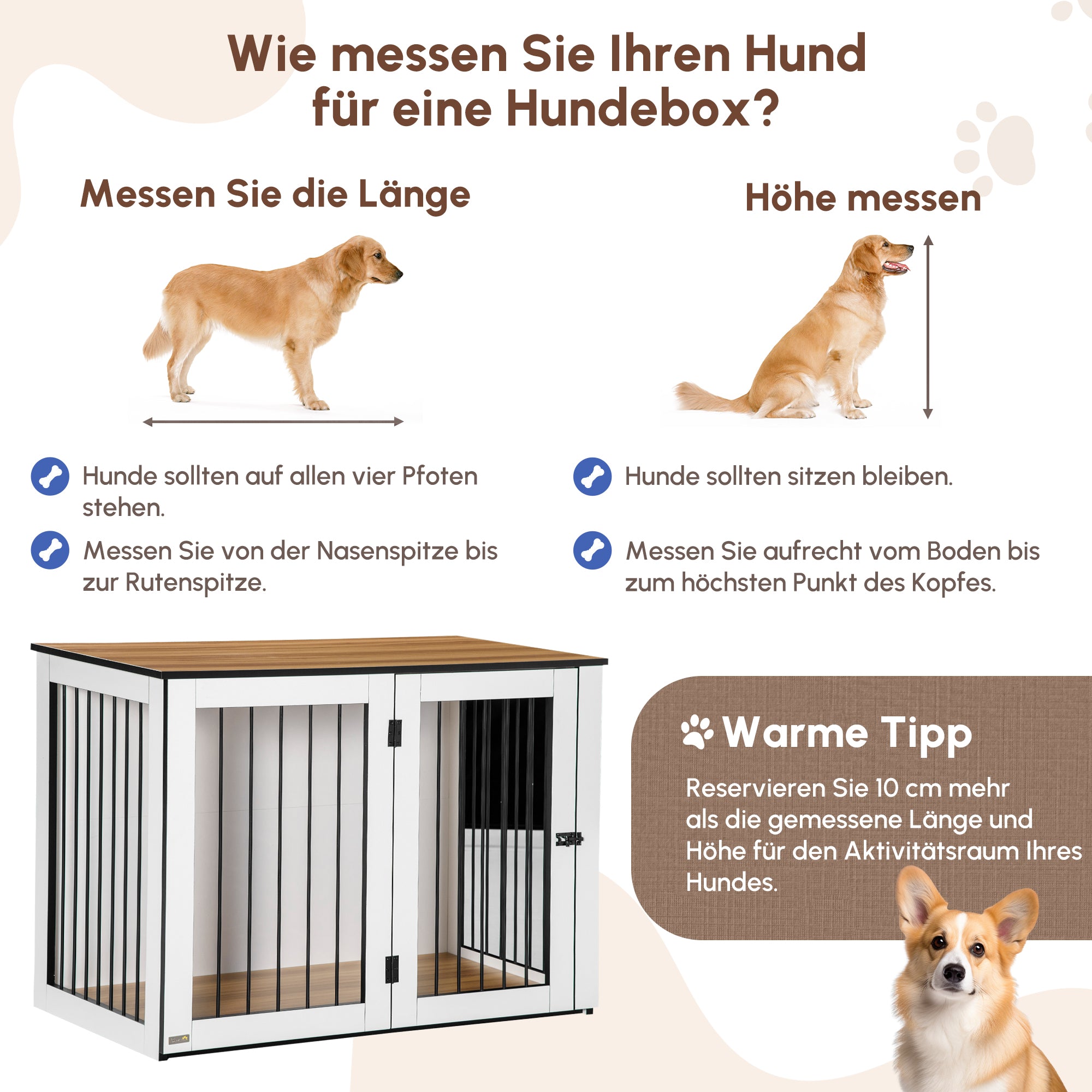PawHut Hundebox, Hundekäfig, 1 Tür, für kleine und mittelgroße Hunde