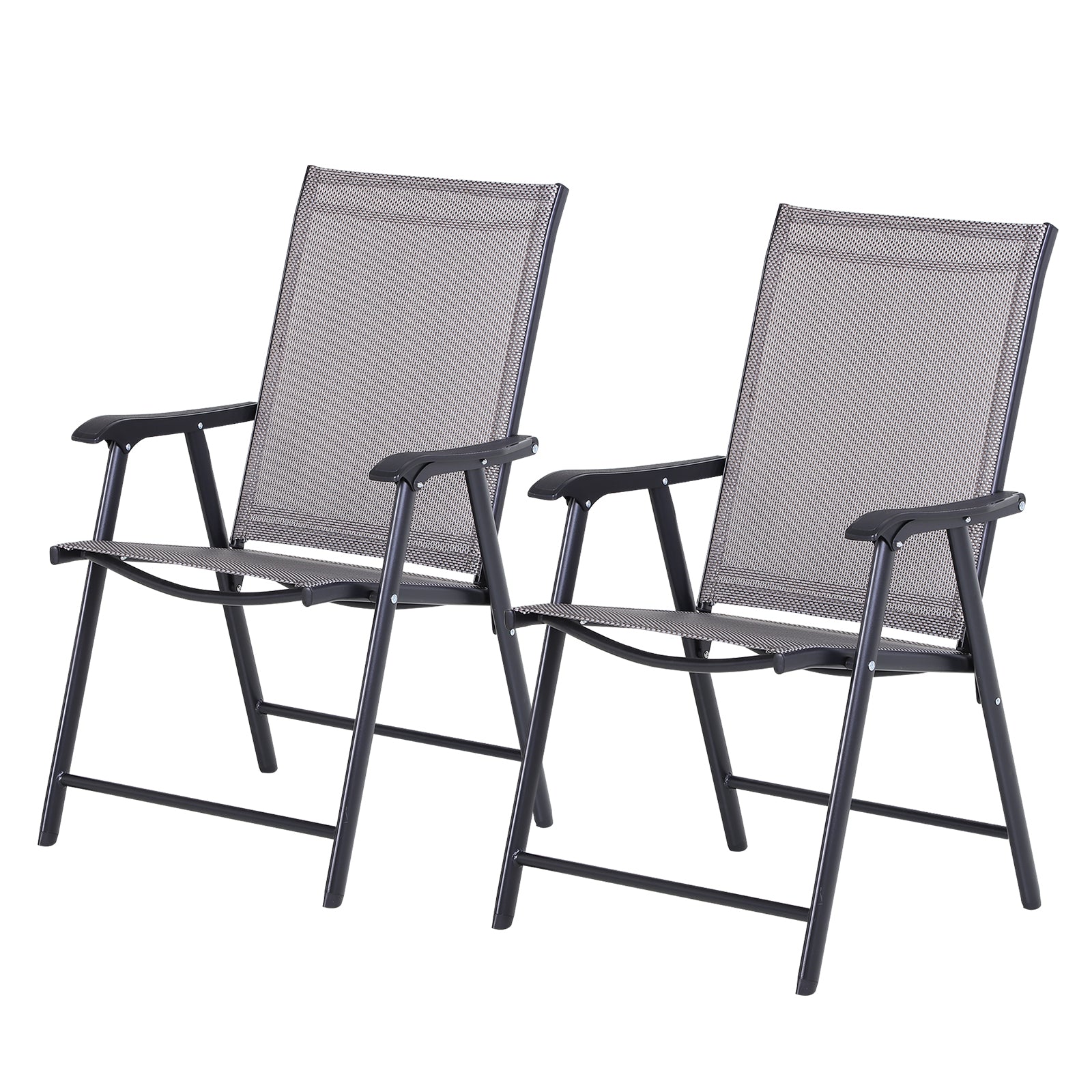 Outsunny Klappstuhl mit Armlehne 2er Set Campingstuhl Angelstuhl Metall Grau 58 x 64 x 94 cm