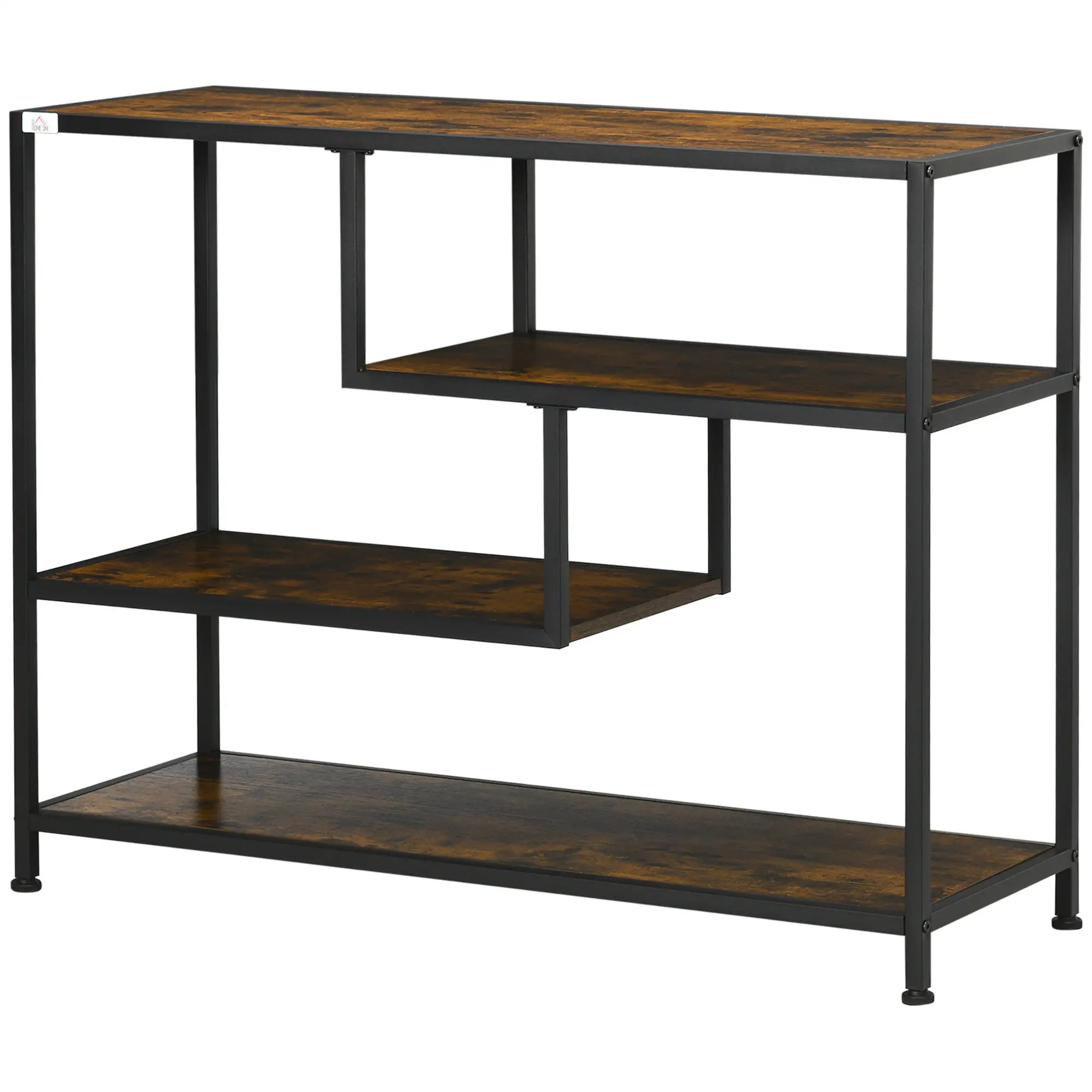 HOMCOM Regal, Konsolentisch, Industrial Design, 4 Böden, Stahlrahmen, 99,6 x 33,6 x 74 cm