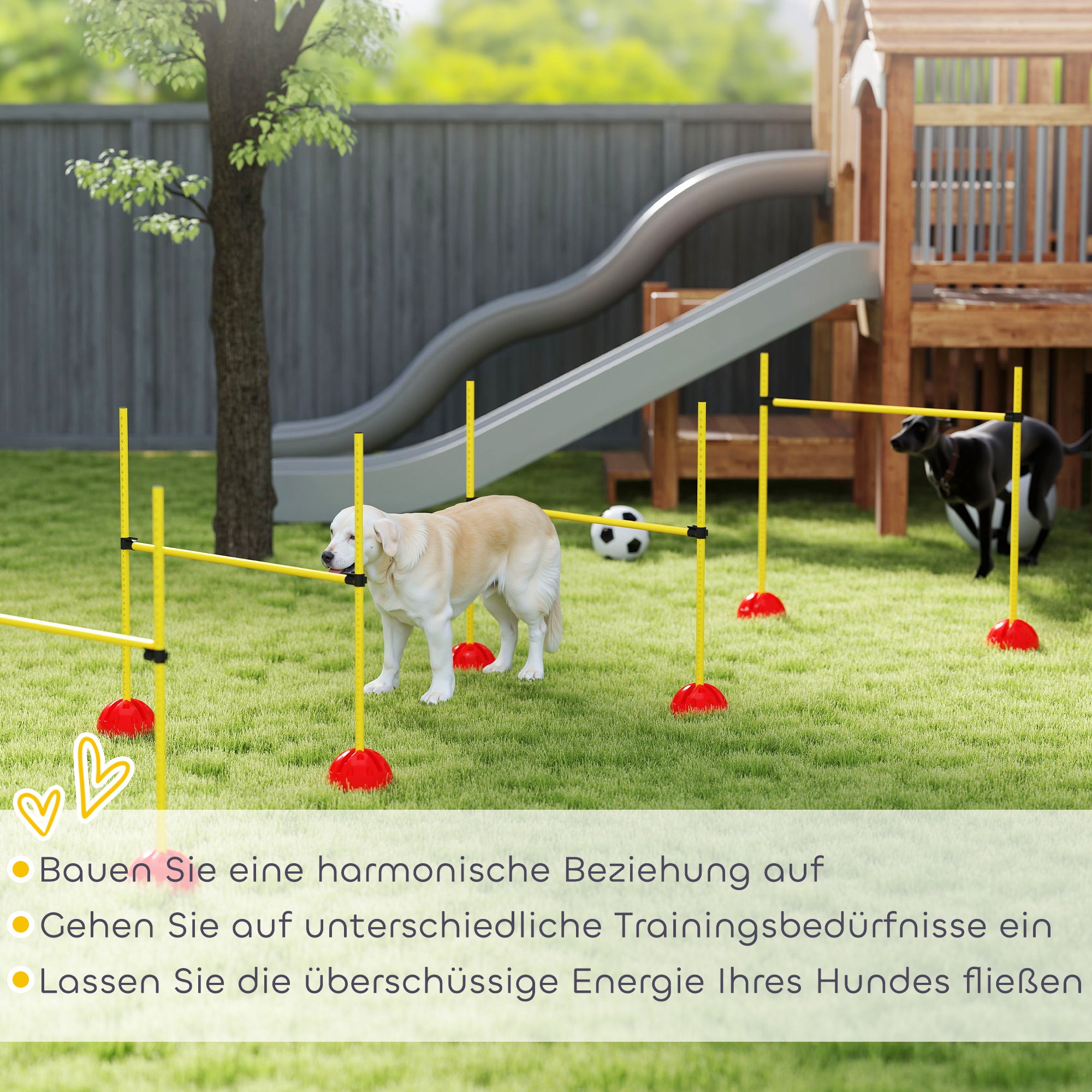 PawHut 4-teiliges Hunde-Agility-Set mit 4 Hürden und Tragetasche für das Sprungtraining, Gelb
