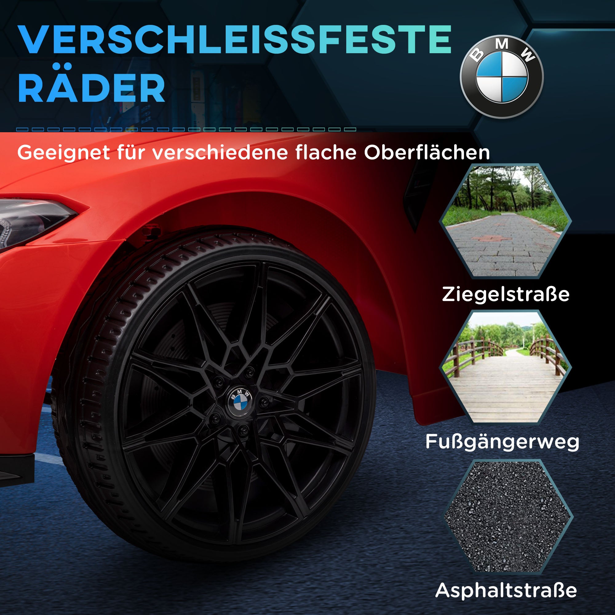 AIYAPLAY Elektro Kinderauto BMW M4, Sound & Licht, 3-5 km/h, inkl. Fernsteuerung, für 3-5 Jahre, Rot