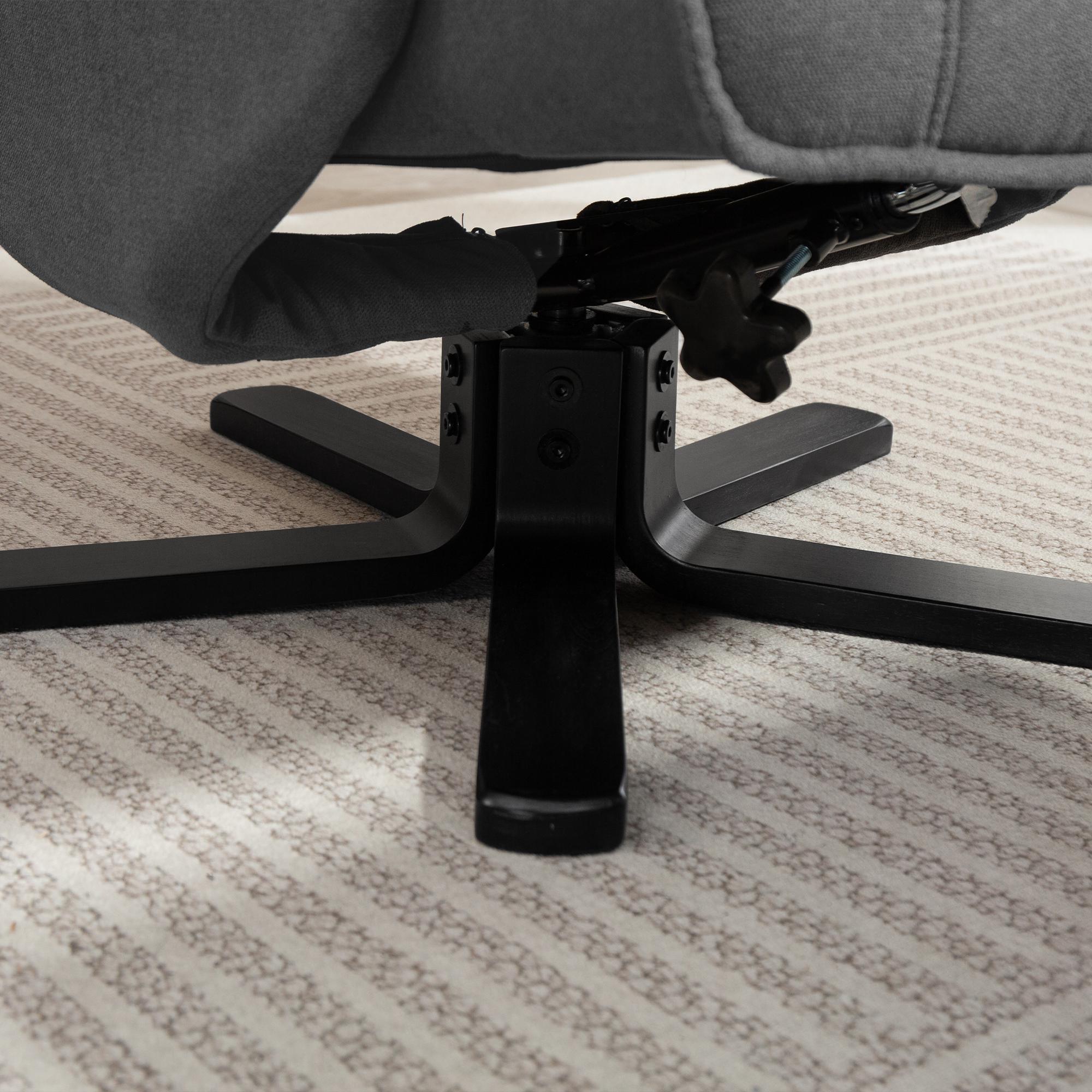 HOMCOM Schaukelbarer Relaxsessel mit Fußhocker, Stoffbezug in Samtoptik, drehbarer Polstersessel, Holzgestell, Grau