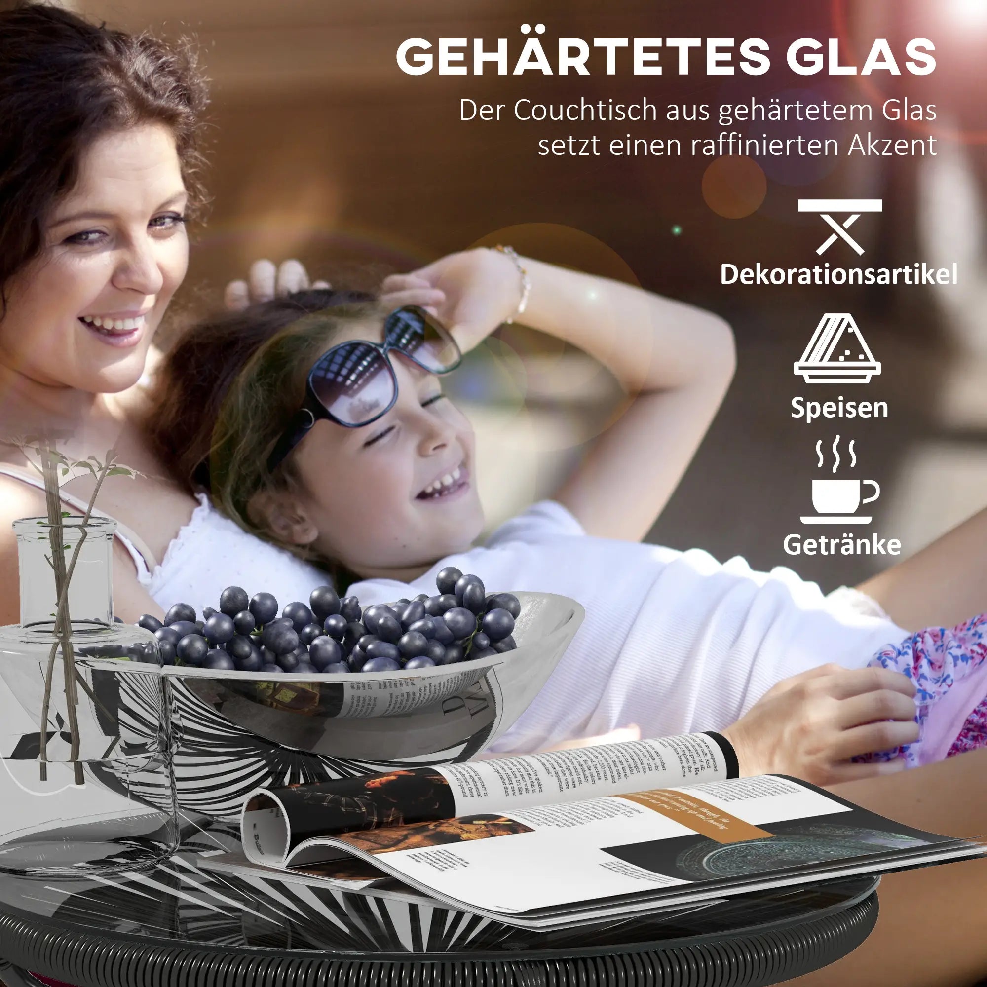 Outsunny Rattan Beistelltisch rund Schwarz