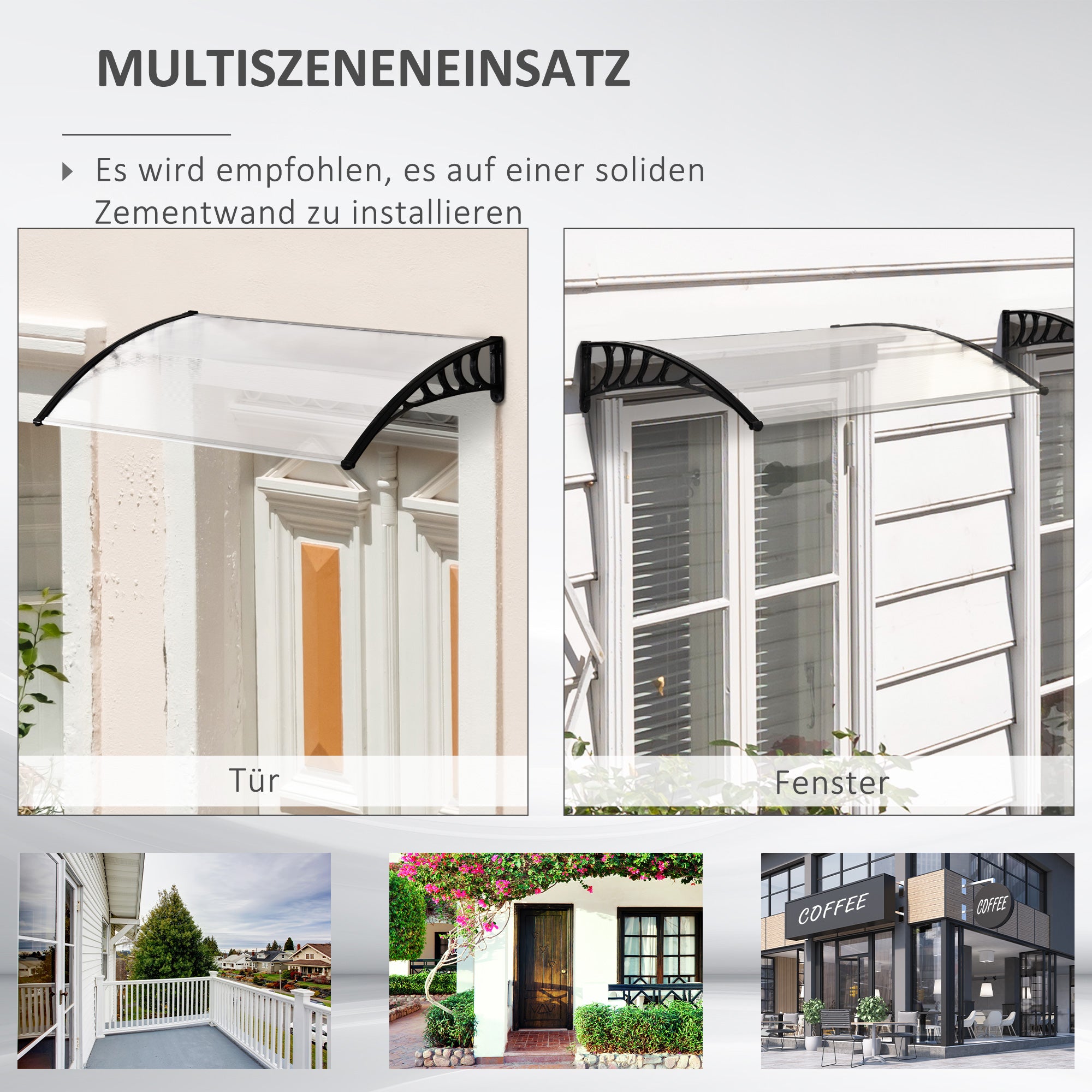 Outsunny Vordach Schutzdach, UV-Beständig, Wasserbeständig, 90x150x25cm , Weiß