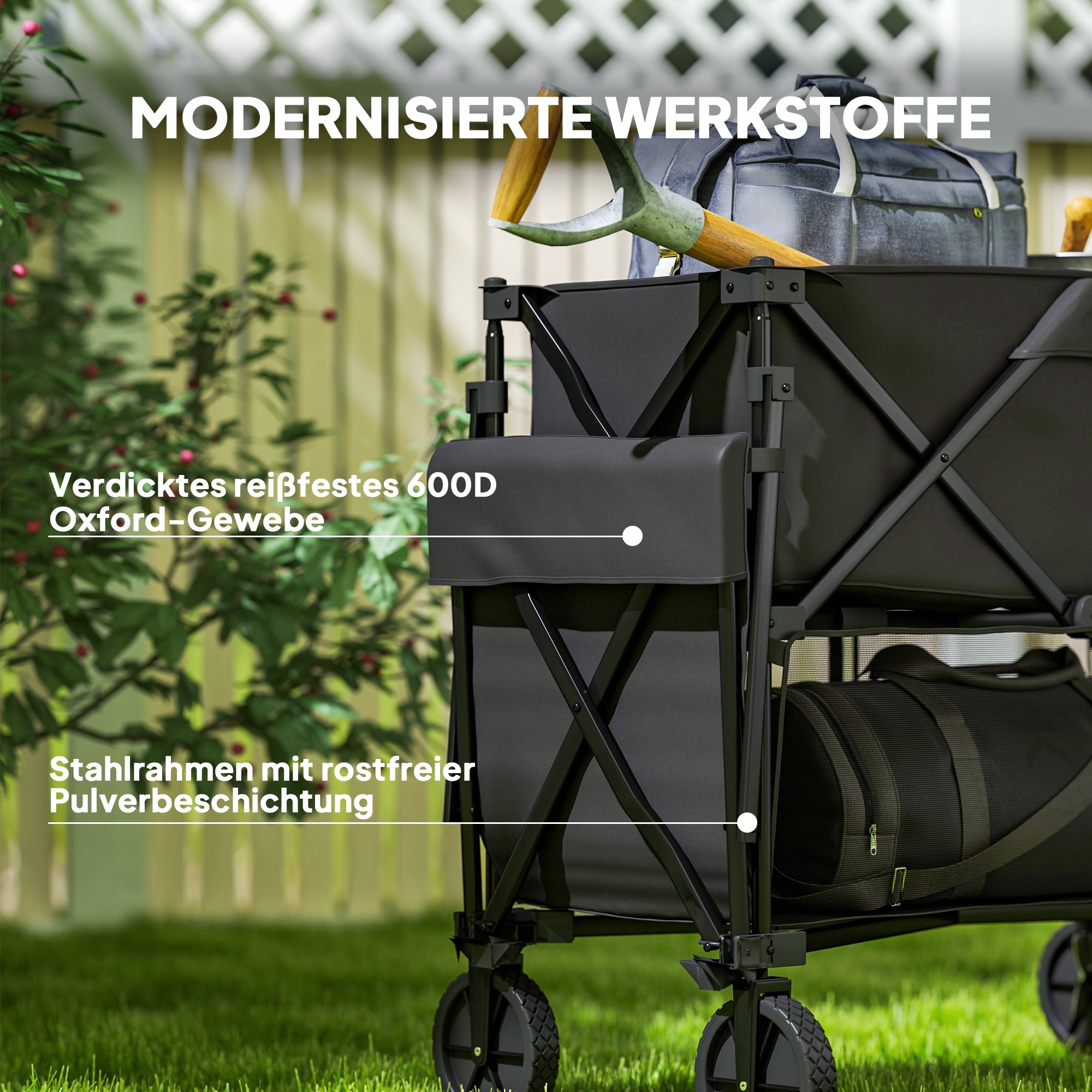 Outsunny Gartenwagen 200 kg belast zweistufige Transportwagen mit herausnehmbare Plane 369,5 Liter Schwarz