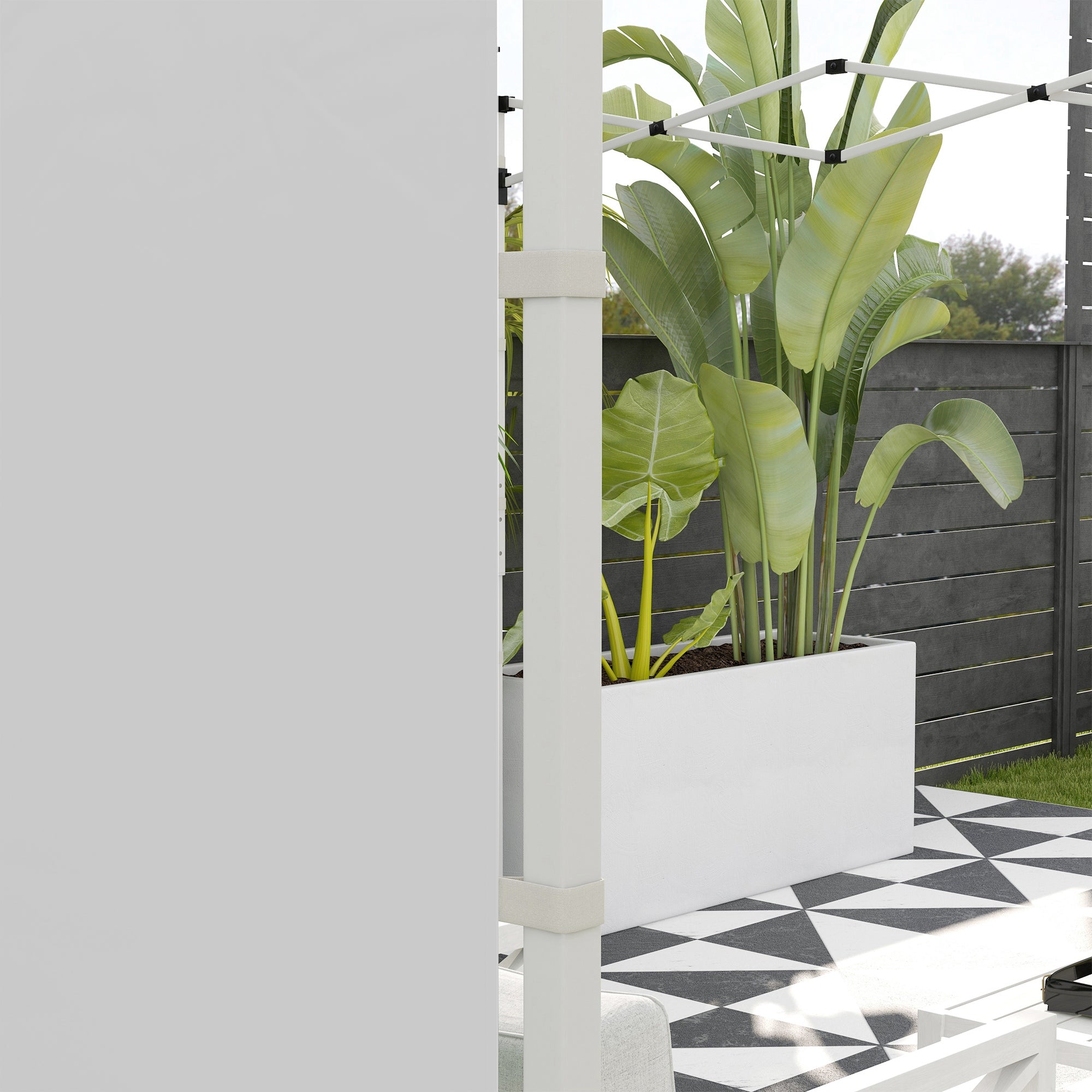 Outsunny Pavillon-Vorhänge, 2er-Set, für 3x6m oder 3x3m Gartenpavillons, mit Fenstern und Türen, Weiß