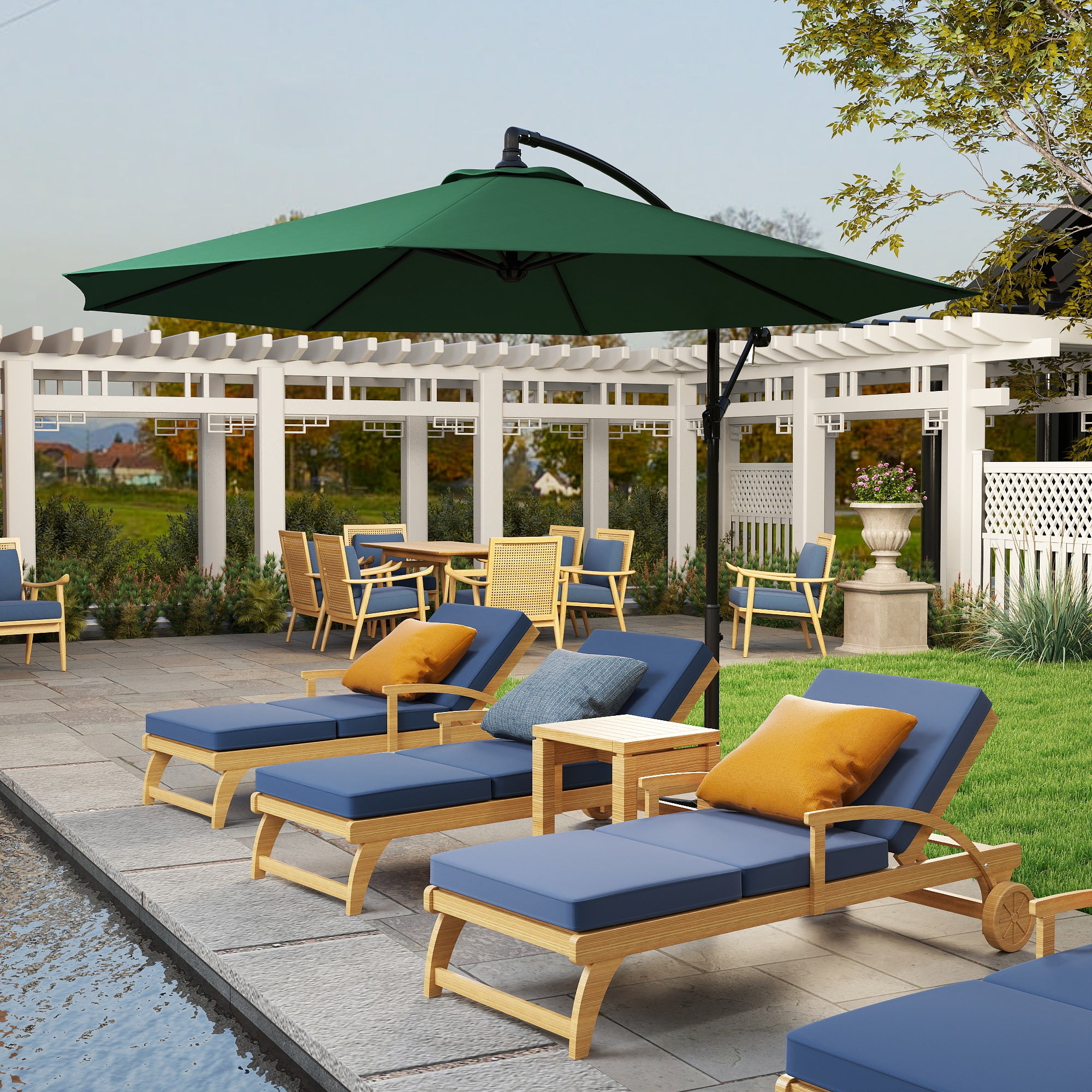 Outsunny Sonnenschirm mit Handkurbel Wetterbeständig 3 m x 3 m x 2,5 m XXL Grün