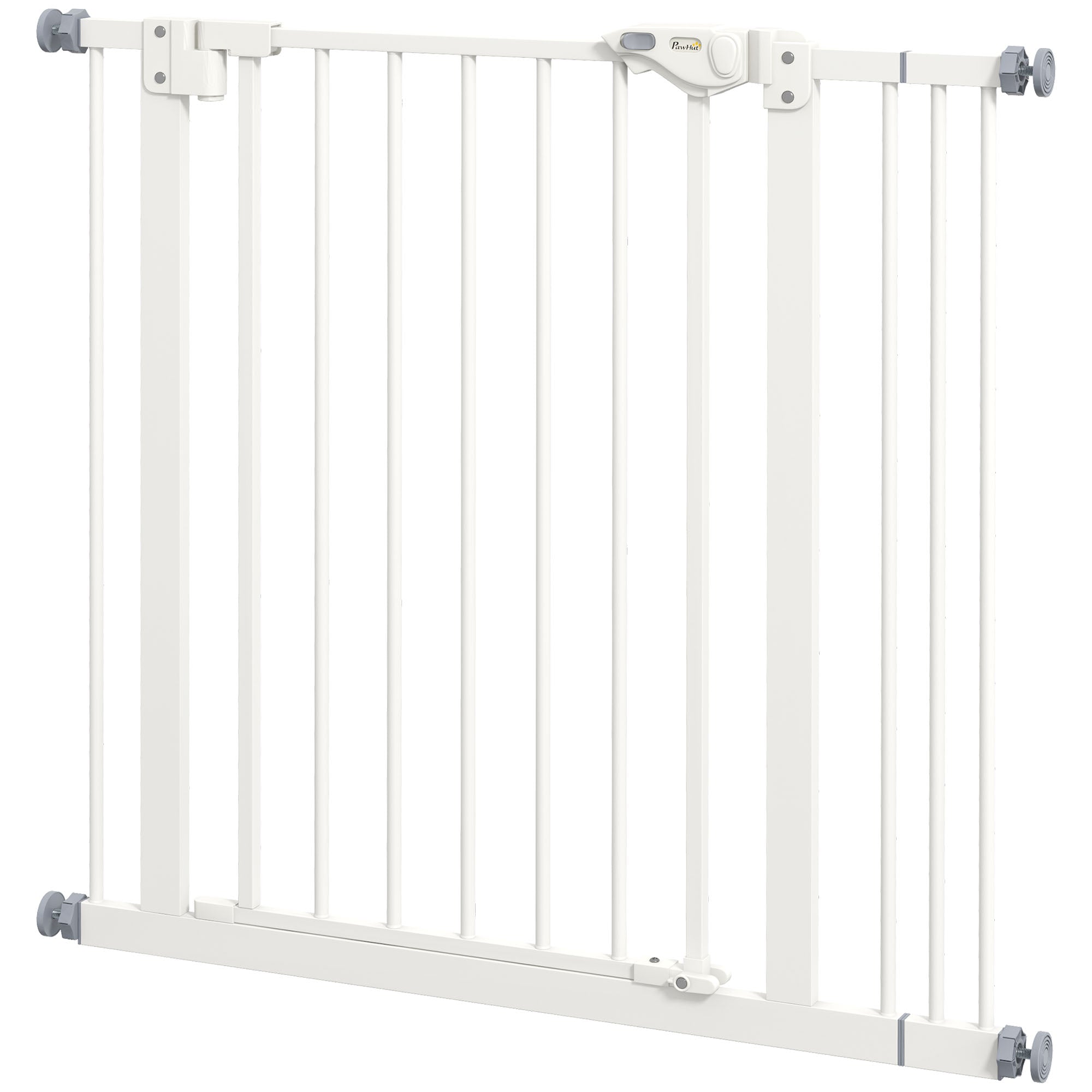 PawHut Türschutzgitter für Hunde, Absperrgitter, Schutzgitter für Haustiere, Metall, Kunststoff, 74-87 cm, Weiß