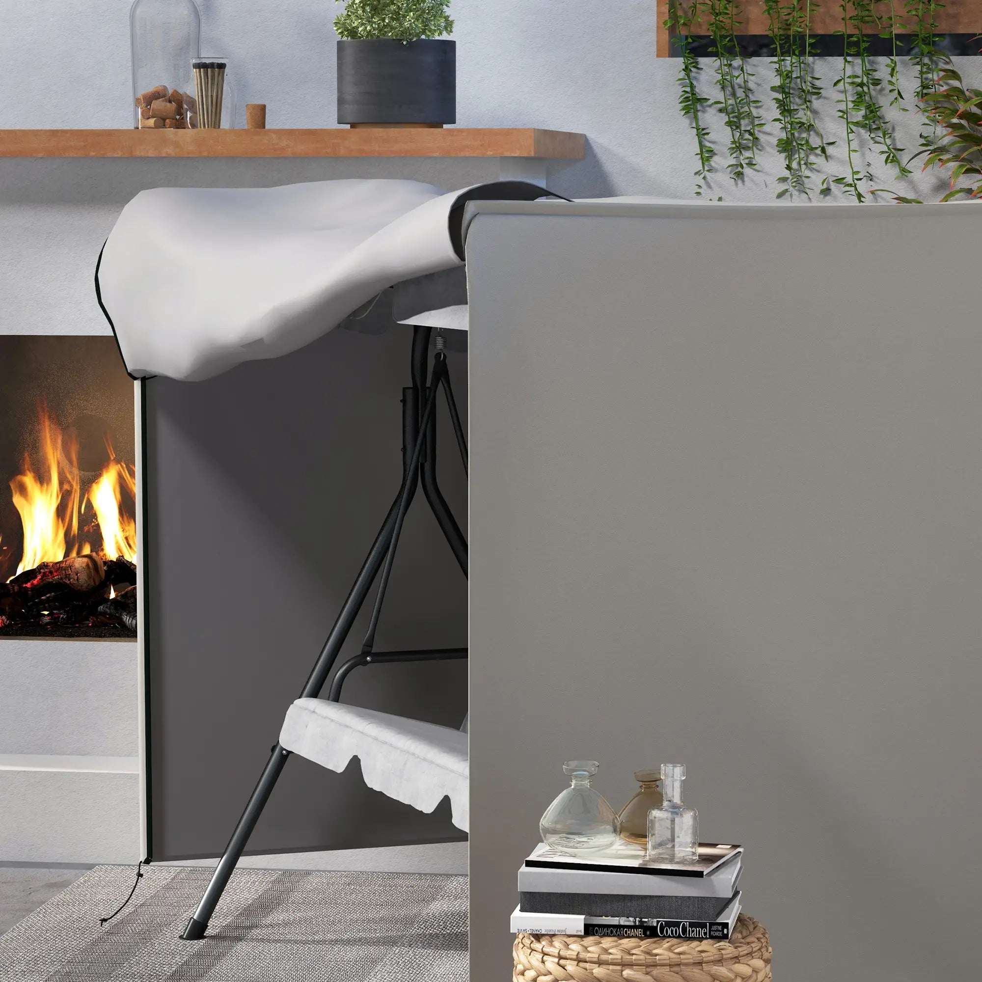 Outsunny Schutzhülle für Gartenschaukel, reißfest, wetterfest, Tex-Lock-System, 205x124x164 cm, Grau