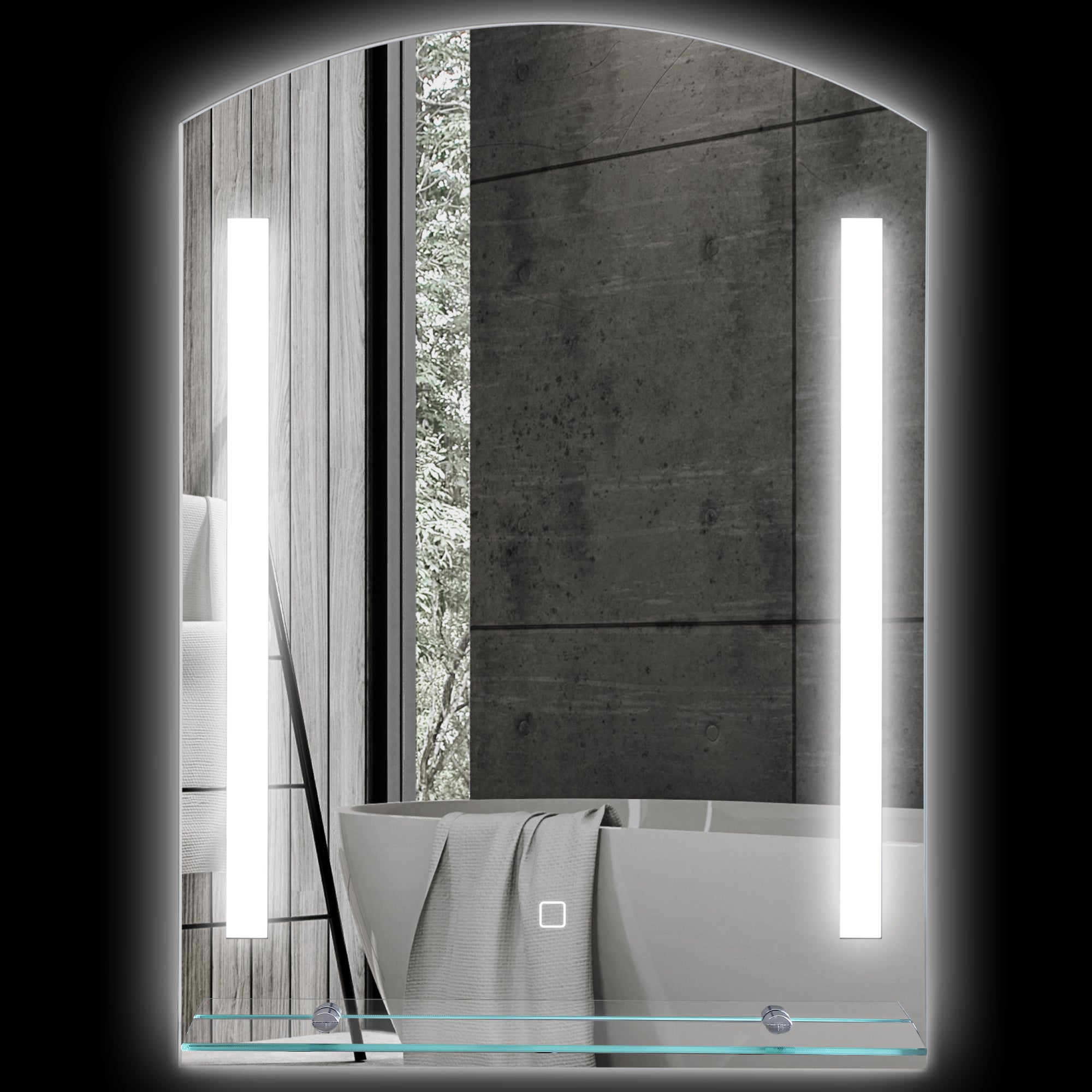 kleankin Badezimmerspiegel mit LED-Beleuchtung, elegant und hochwertig, Glas, Aluminium, Kunststoff, 50L x 12B x 70H cm