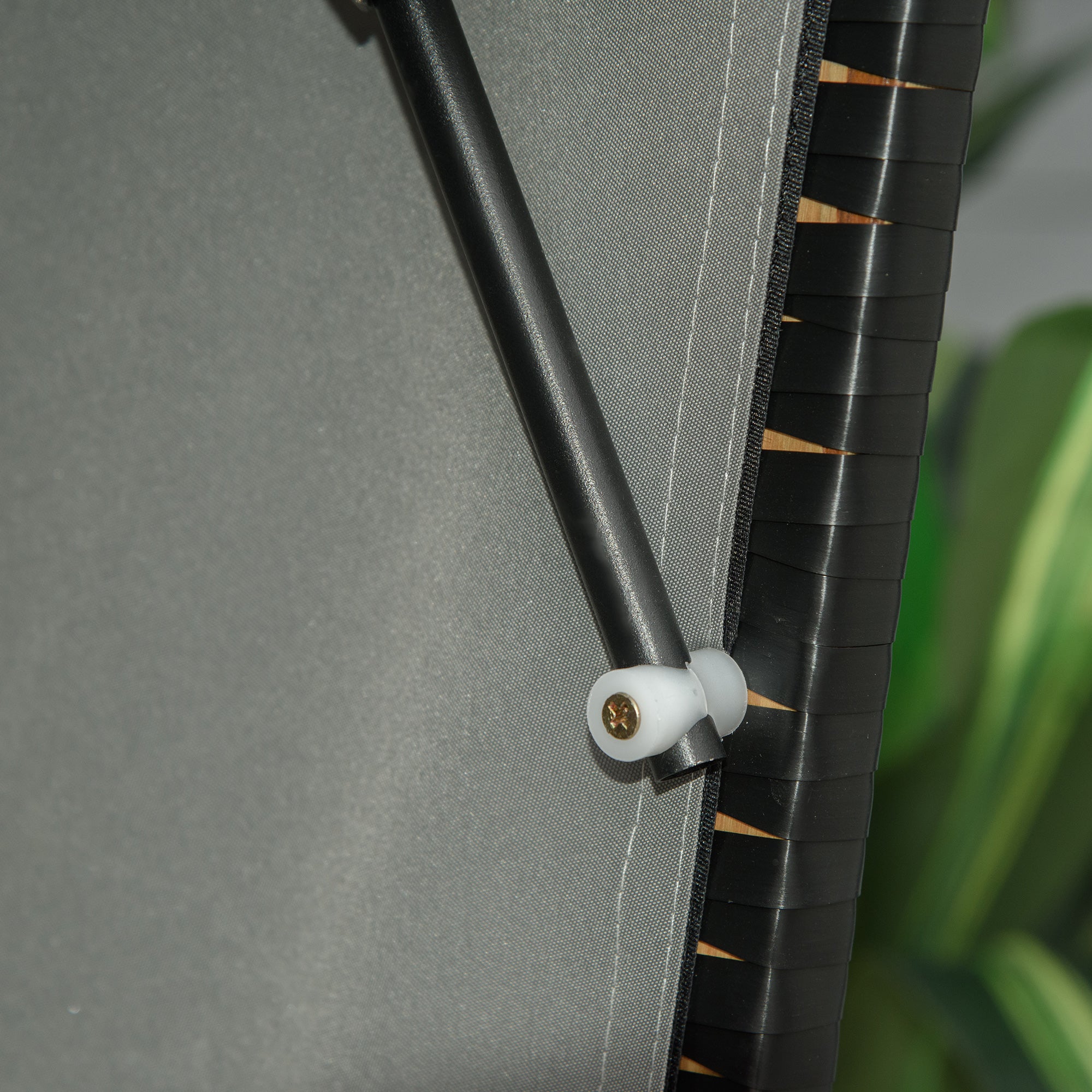 Outsunny Strandkorb für 2 Personen, inkl. Kissen, Nackenrolle und Fußstützen, wetterbeständig, hellgrau