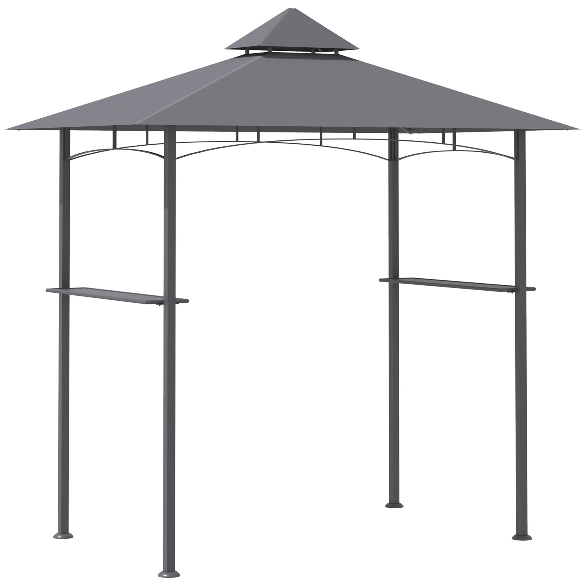 Outsunny Grillpavillon 245x148 cm mit Doppeldach Grau