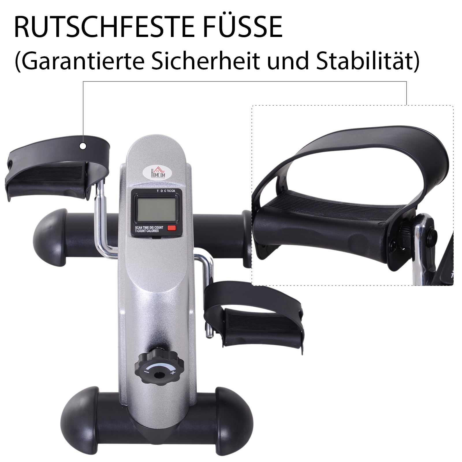 HOMCOM Mini Heimtrainer Fitnessbike Pedaltrainer mit LCD-Display verstellbarer Widerstand Arm und Beintrainer Hometrainer Fitnessgerät für Senioren Zuhause Heim Büro 35 x 40 x 31 cm Silber