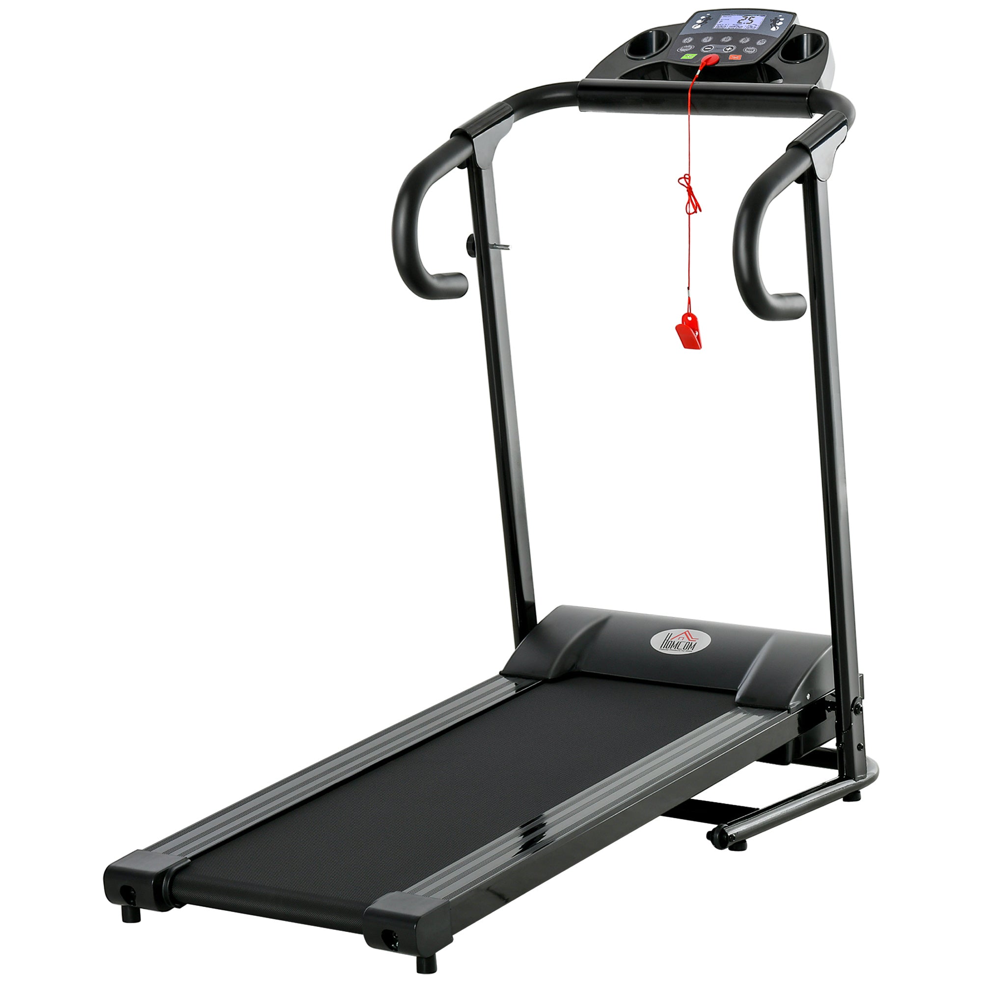homcom Elektrisches Laufband, faltbar, mit LCD-Display, Geschwindigkeit 0,8-10km/h und 3 Programme, Leistung 500 W, 123 x 62 x 117 cm, Schwarz
