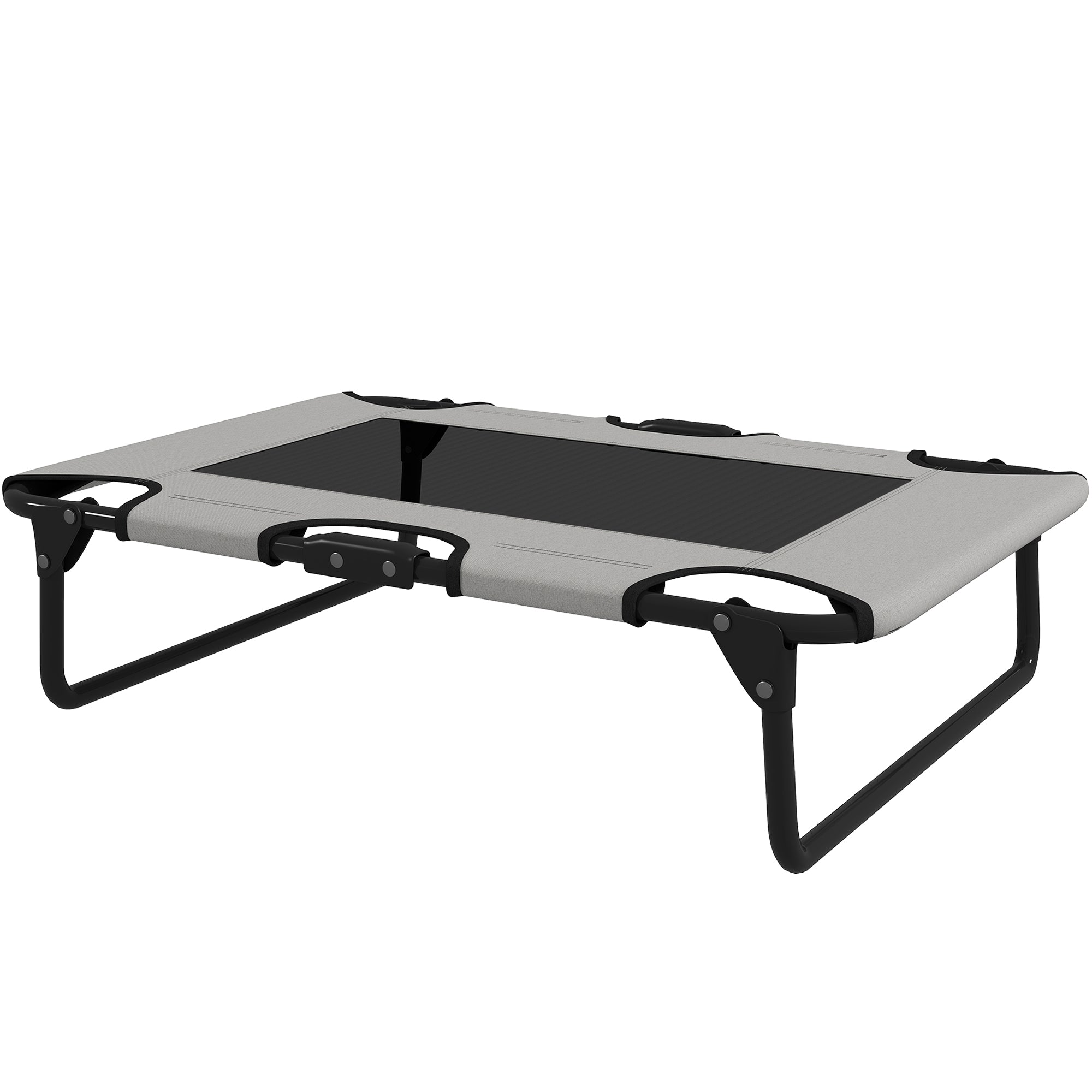 PawHut Erhöhtes Hundebett klappbar Haustierbett, Outdoor Hundeliege mit Netzdesign Hellgrau Oxford 75 x 51 x 18 cm