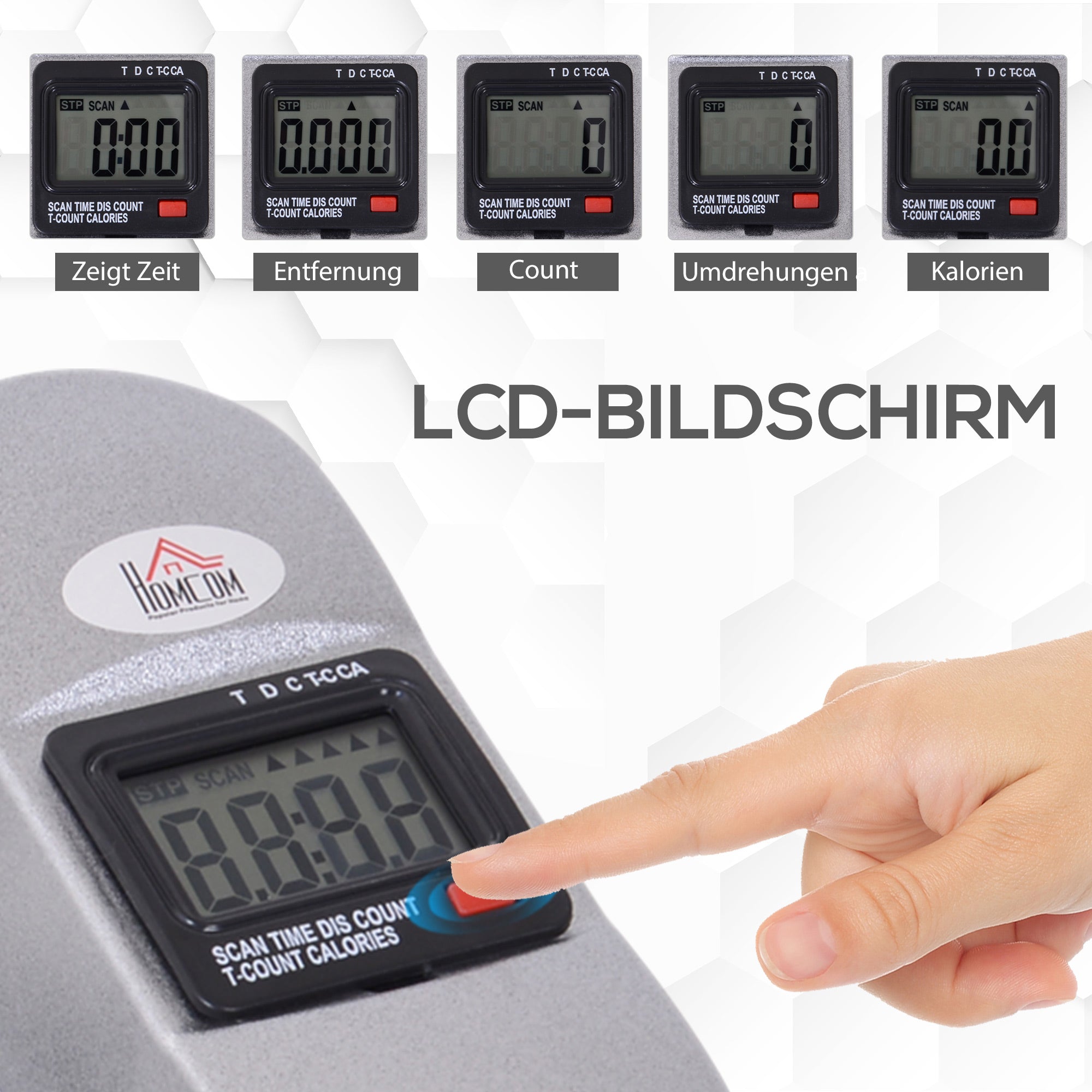 HOMCOM Mini Heimtrainer Fitnessbike Pedaltrainer mit LCD-Display verstellbarer Widerstand Arm und Beintrainer Hometrainer Fitnessgerät für Senioren Zuhause Heim Büro 35 x 40 x 31 cm Silber